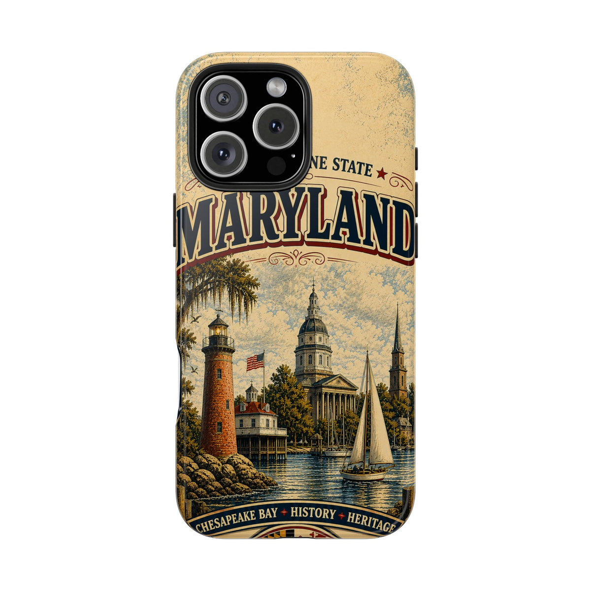 Maryland Vintage Lighthouse Tough Phone Case — Chesapeake Bay State Protective Cover