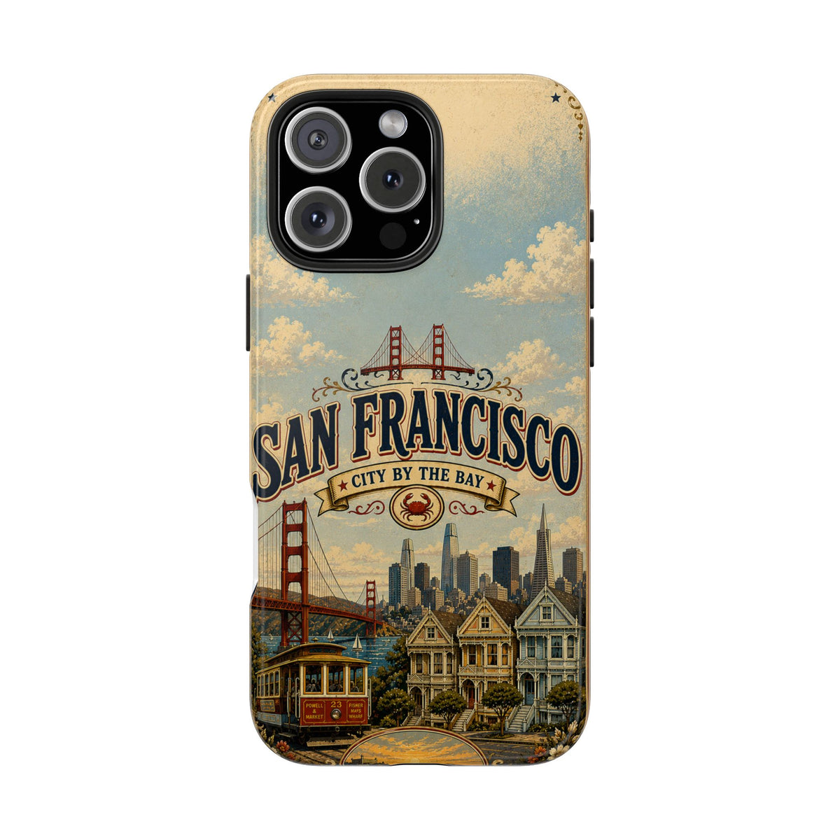 San Francisco Faux Patchwork Phone Case Vintage California Travel Landmark Skyline Cover