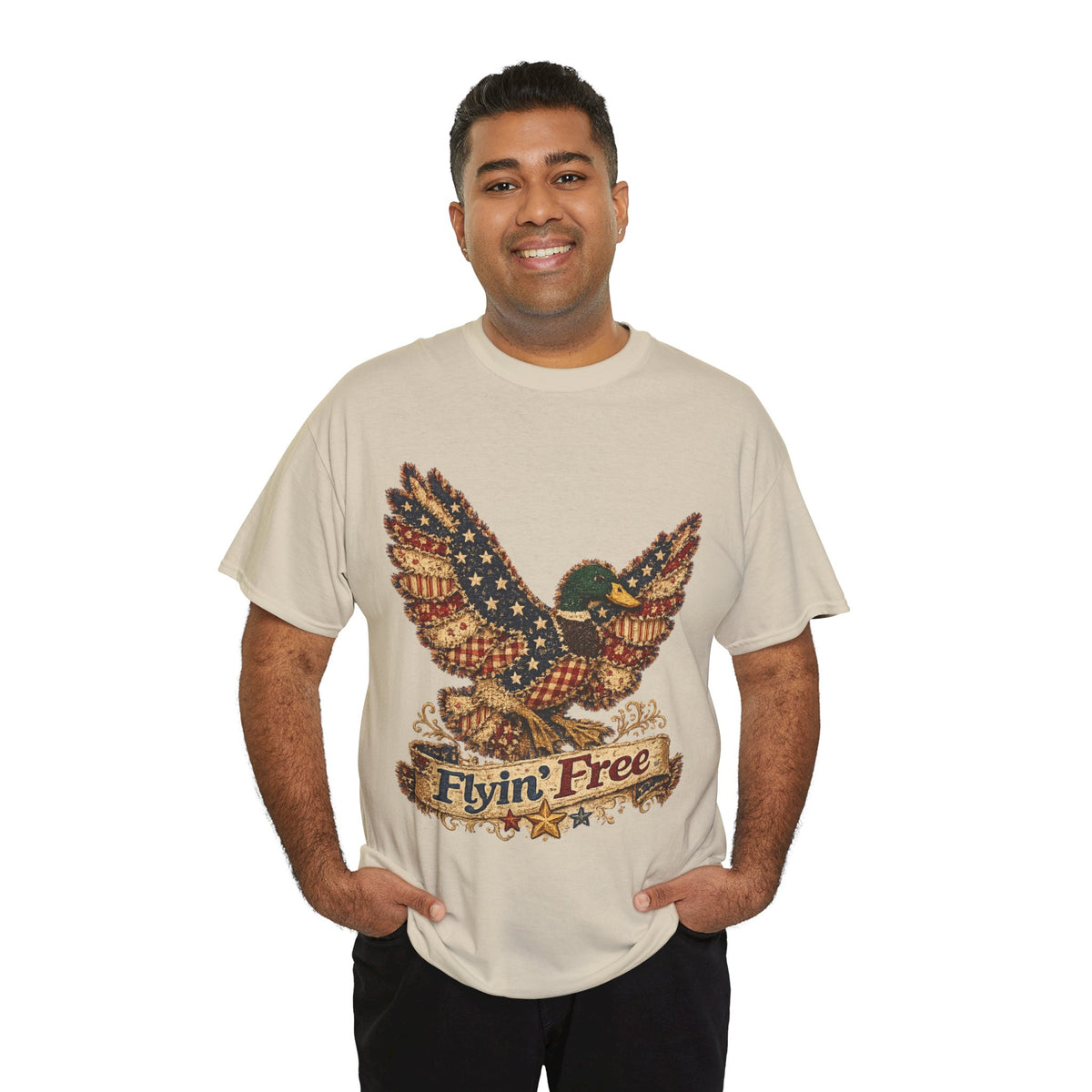 Flyin' Free Eagle T-Shirt — Patriotic Vintage Flag Graphic Tee