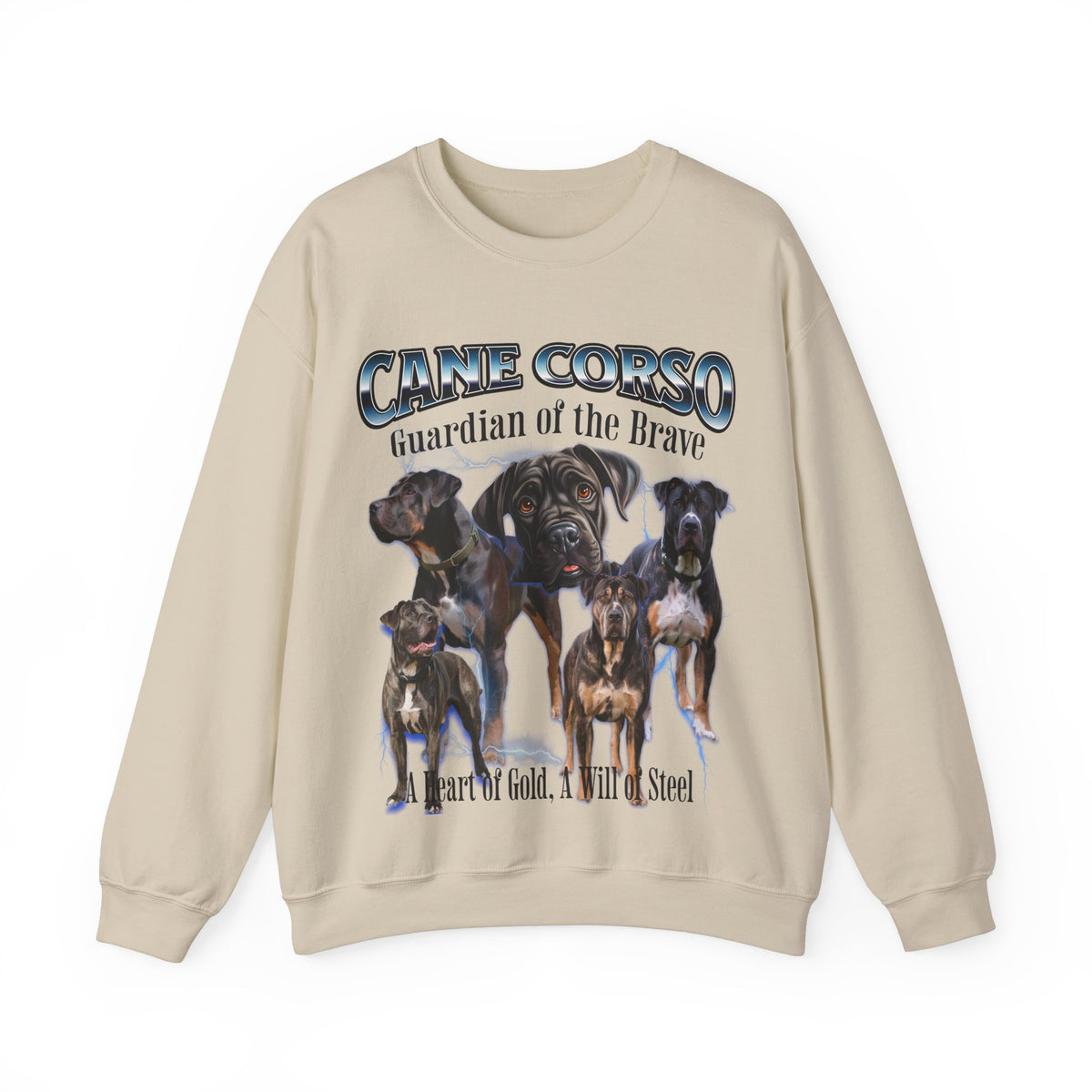 Cane Corso Bootleg Collage Sweatshirt – Guardian of the Brave | Unisex Dog Lover Pullover