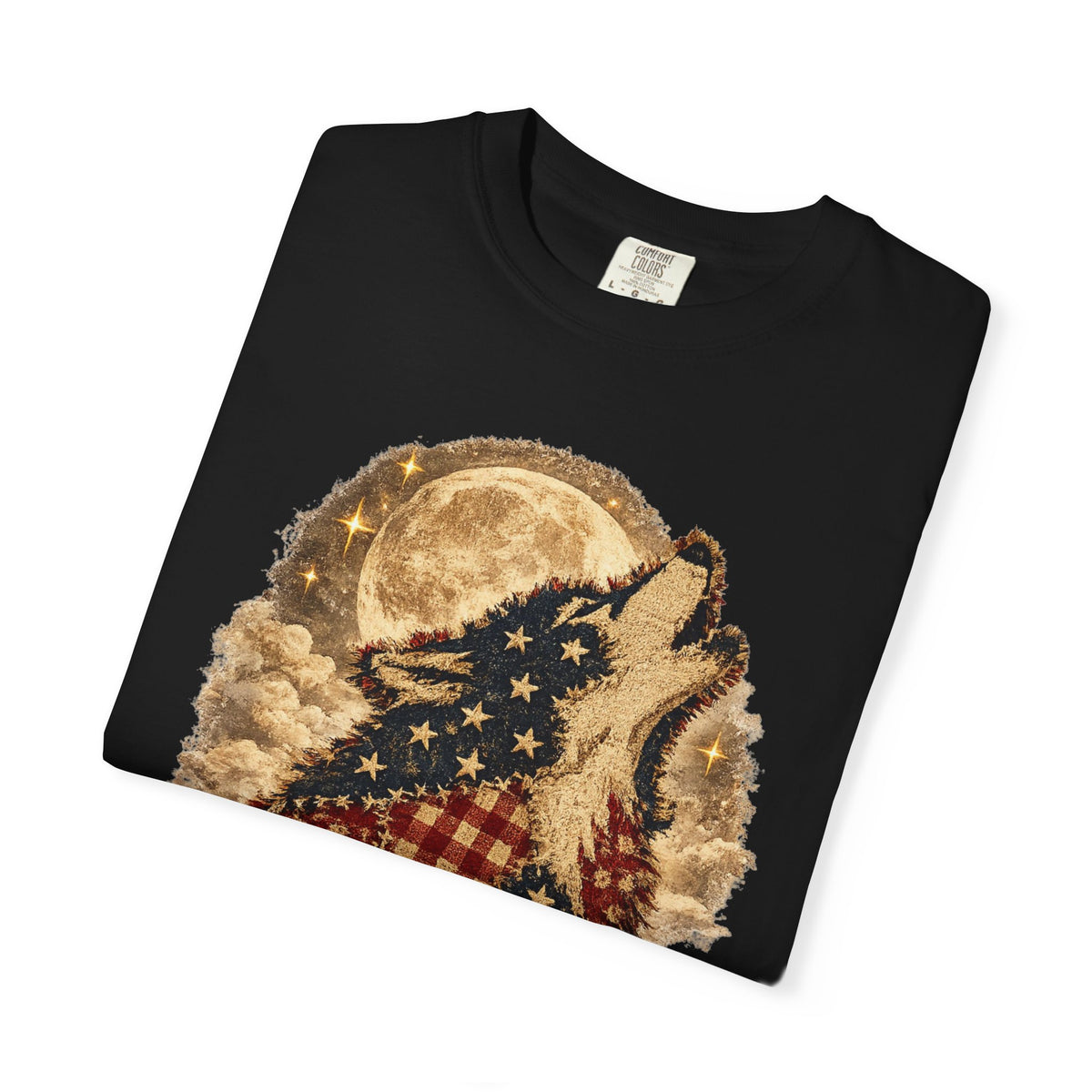 Born to Wild American Flag Wolf T-Shirt