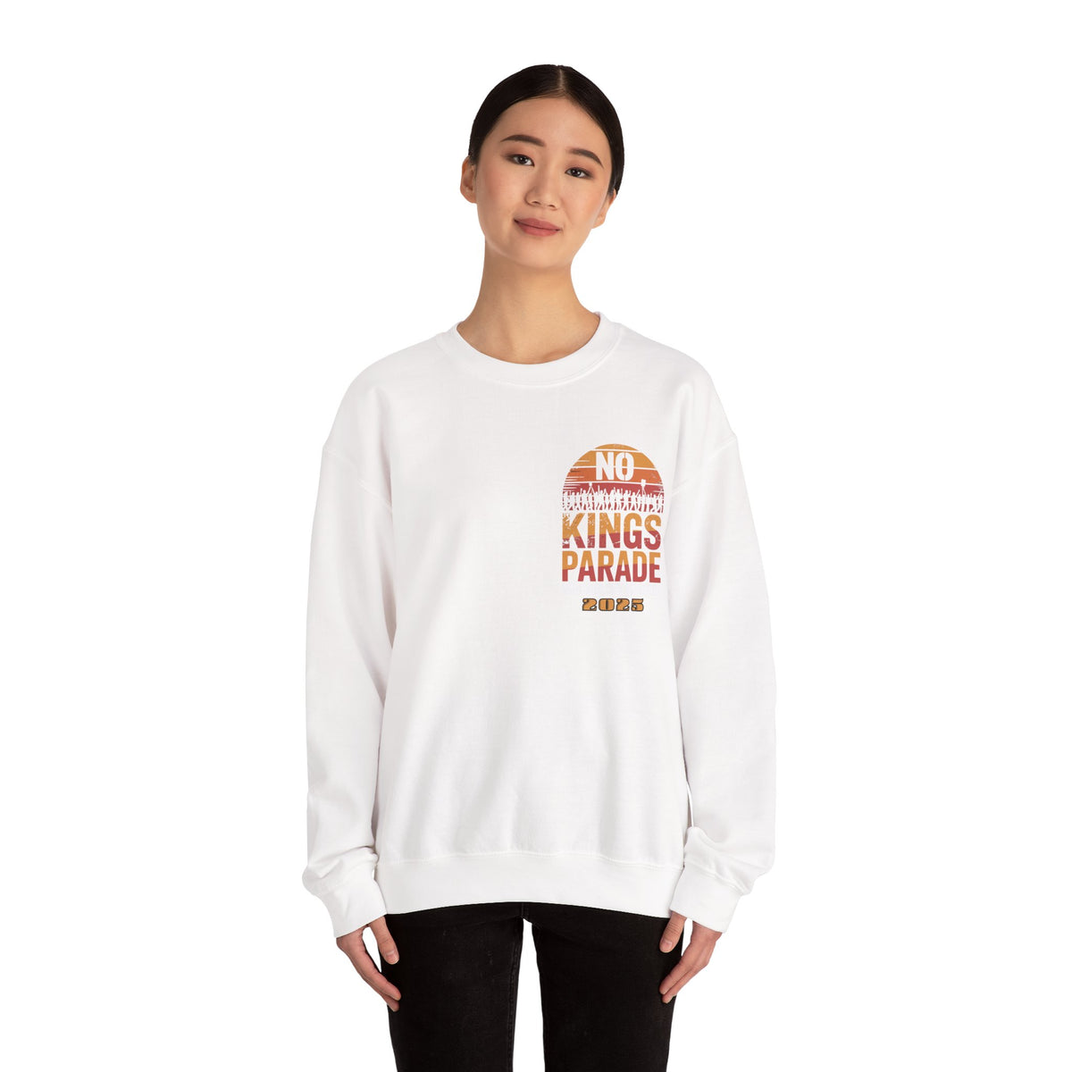 No Kings Parade” Unisex Sweatshirt – Bold Front & Back Print for Peaceful Protest, Civil Rights, and Nonviolent Resistance