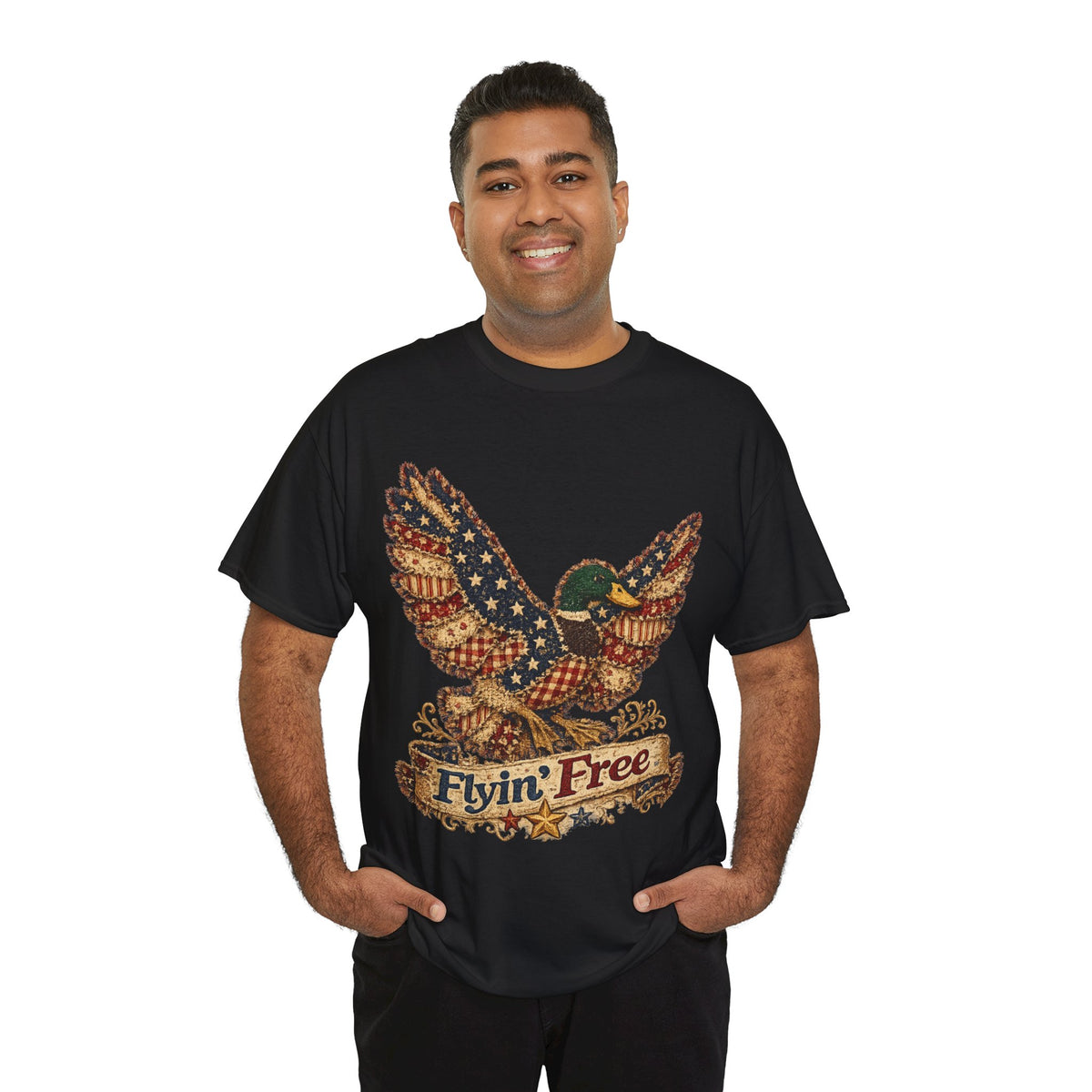 Flyin' Free Eagle T-Shirt — Patriotic Vintage Flag Graphic Tee