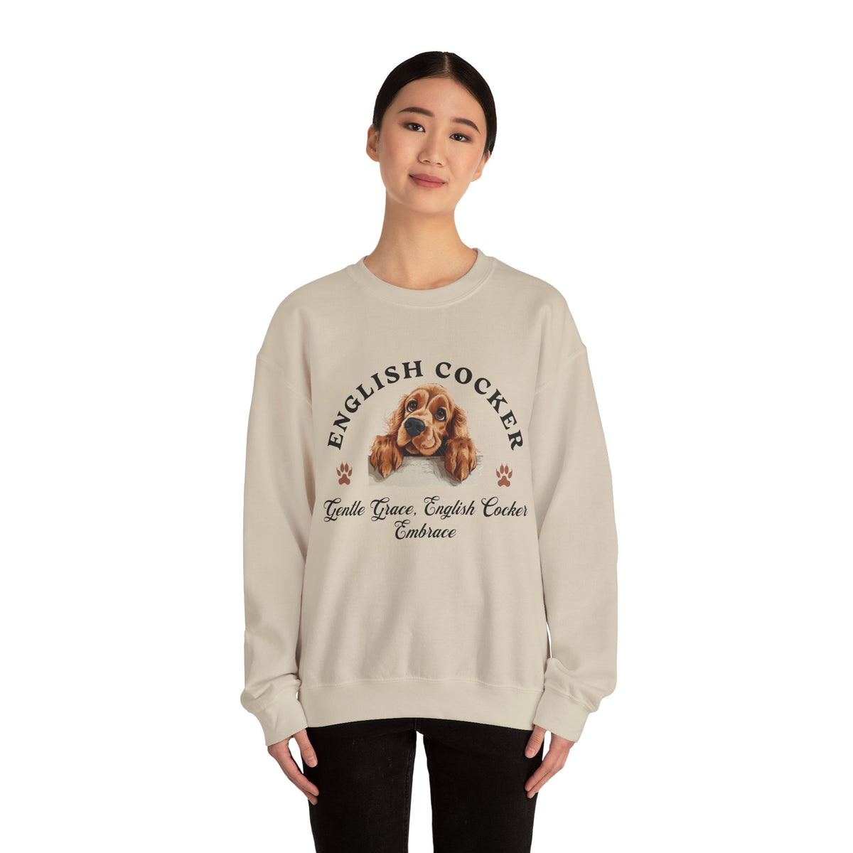 English Cocker Spaniel Sweatshirt – Gentle Grace & Cocker Embrace – Unisex Dog Lover Pullover