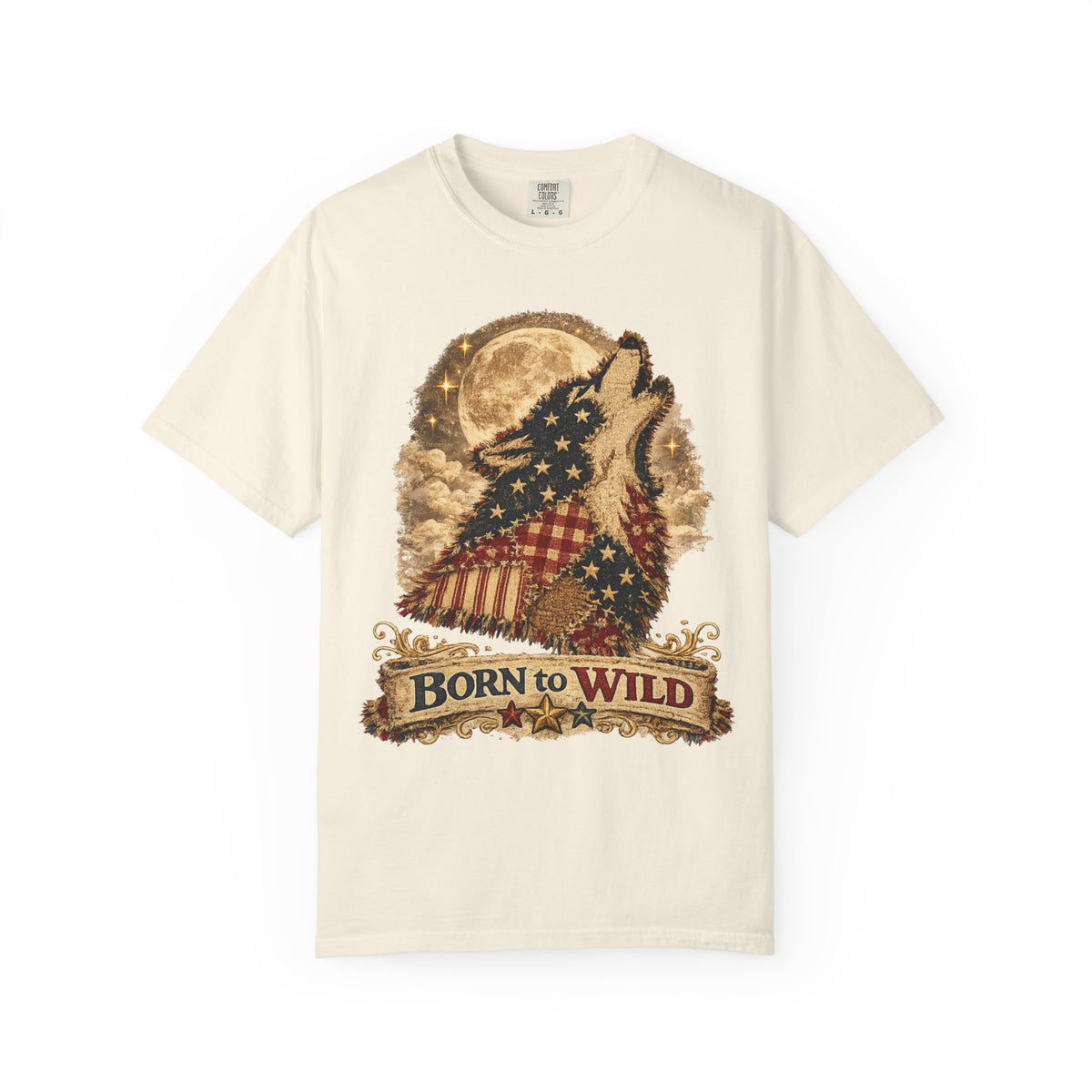 Born to Wild American Flag Wolf T-Shirt