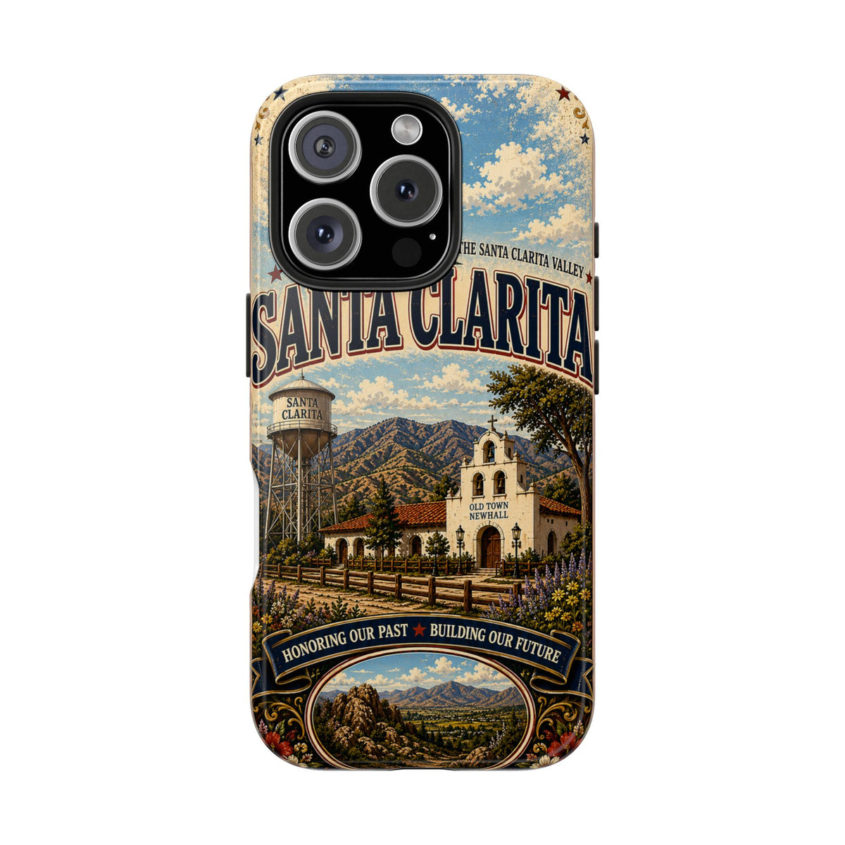 Santa Clarita Faux Patchwork Phone Case Vintage California Valley Travel Landmark Cover