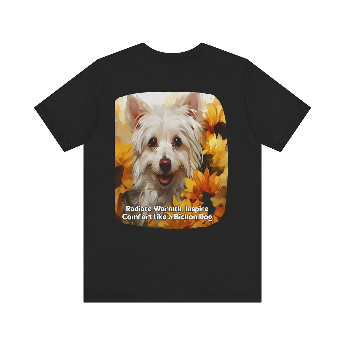 Copy of White Dog Sunflower Tee – 'Pure Beauty, Bright Spirit' Front & Back Design