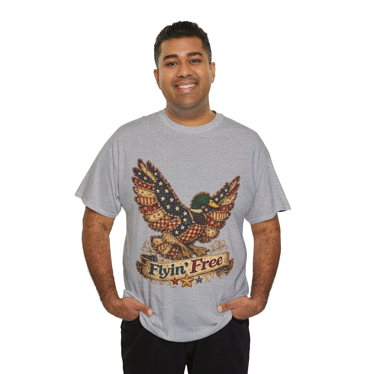 Flyin' Free Eagle T-Shirt — Patriotic Vintage Flag Graphic Tee