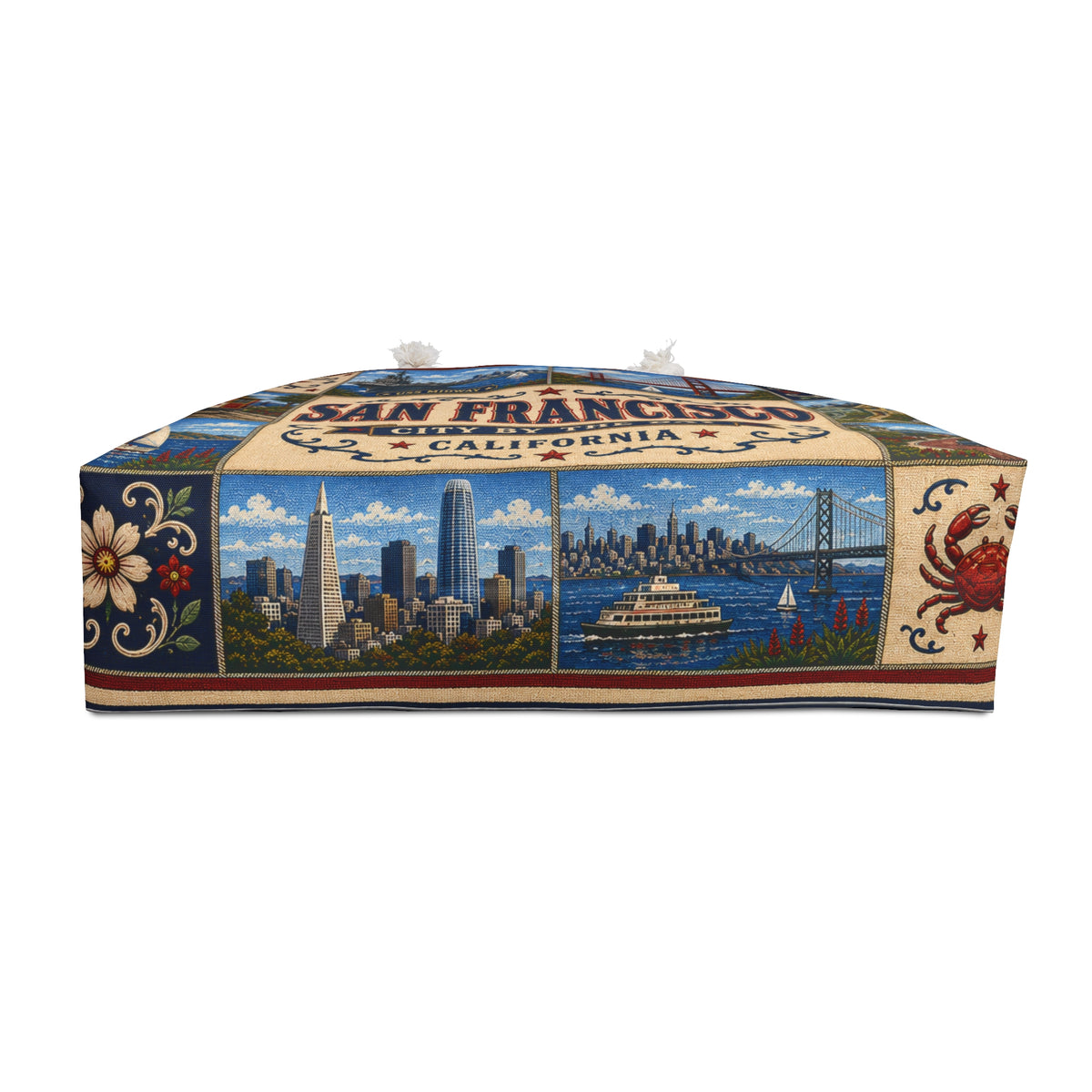 San Francisco California Weekender Bag City by the Bay Faux Patchwork Travel Tote Golden Gate Weekend Getaway Gift