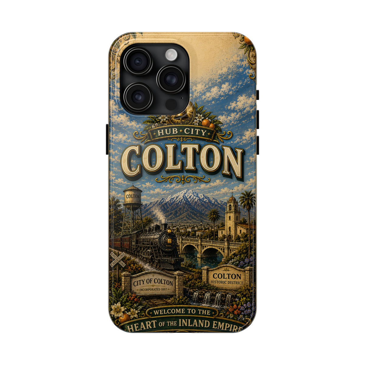 Colton California Vintage Travel Phone Case Hub City Railroad Retro Train Landmark Cover