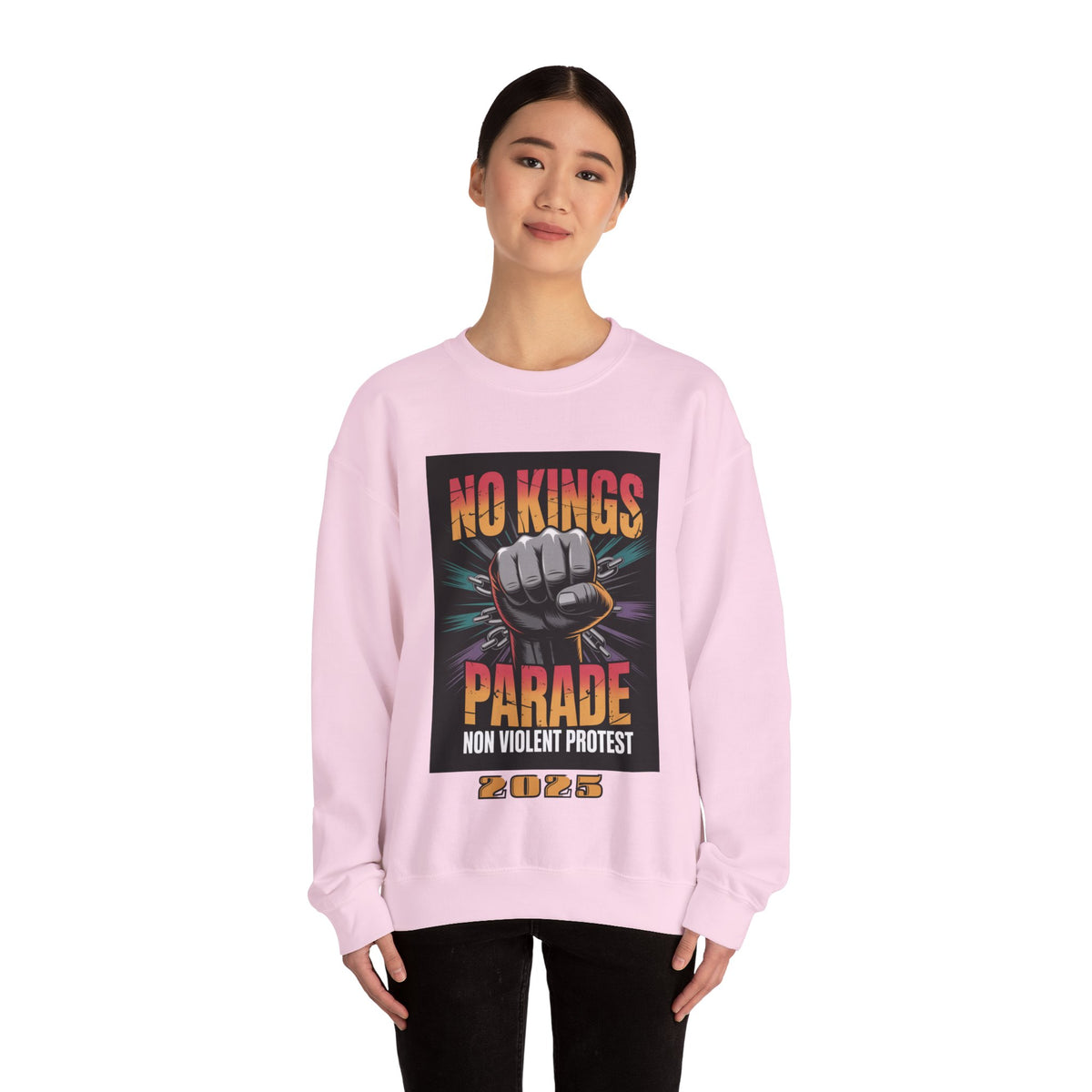 No Kings Parade” Sweatshirt – Upright Fist Graphic with Peaceful Protest Message, Unisex Statement Apparel for Justice