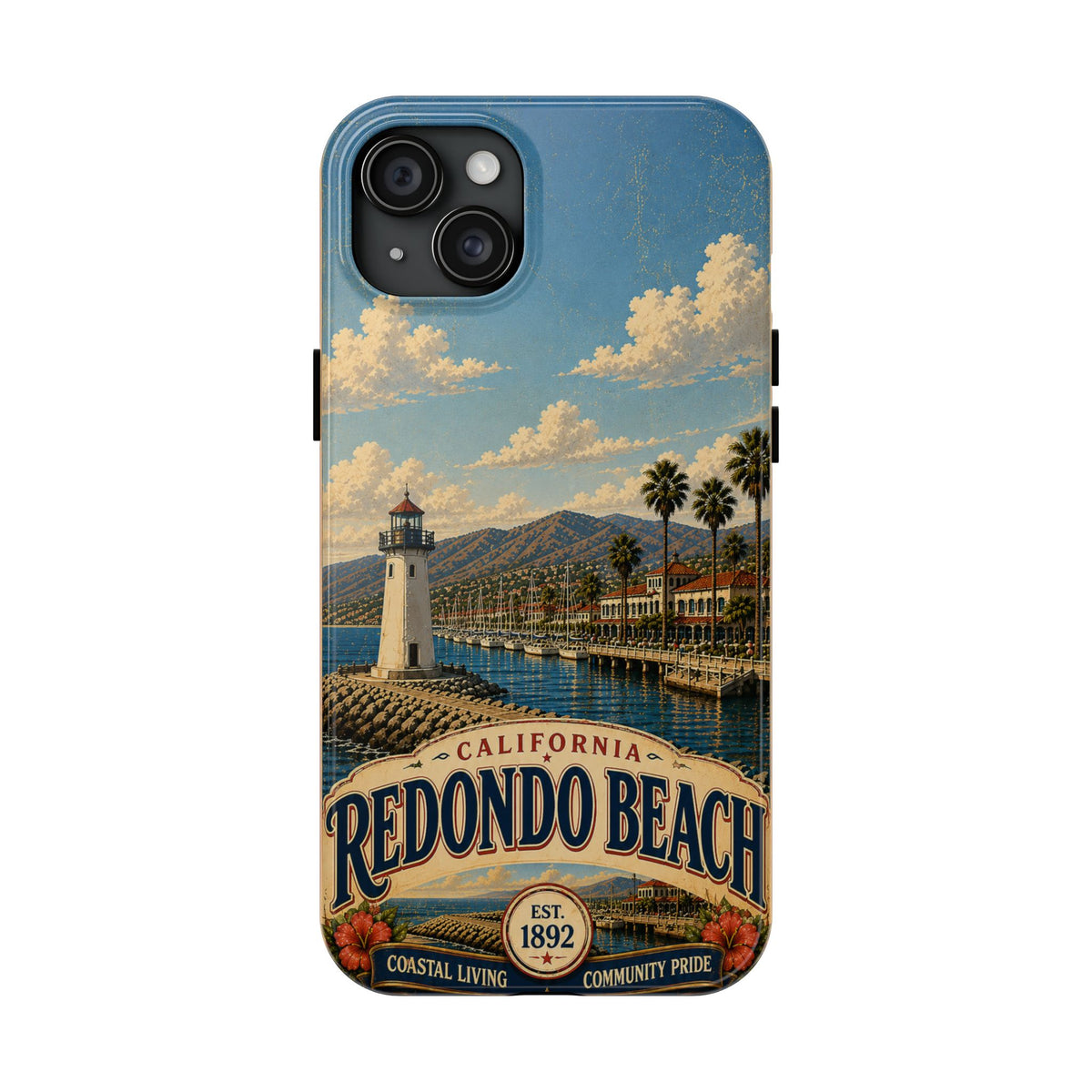 Redondo Beach Vintage Lighthouse Tough Phone Case — California Coastal iPhone Cover