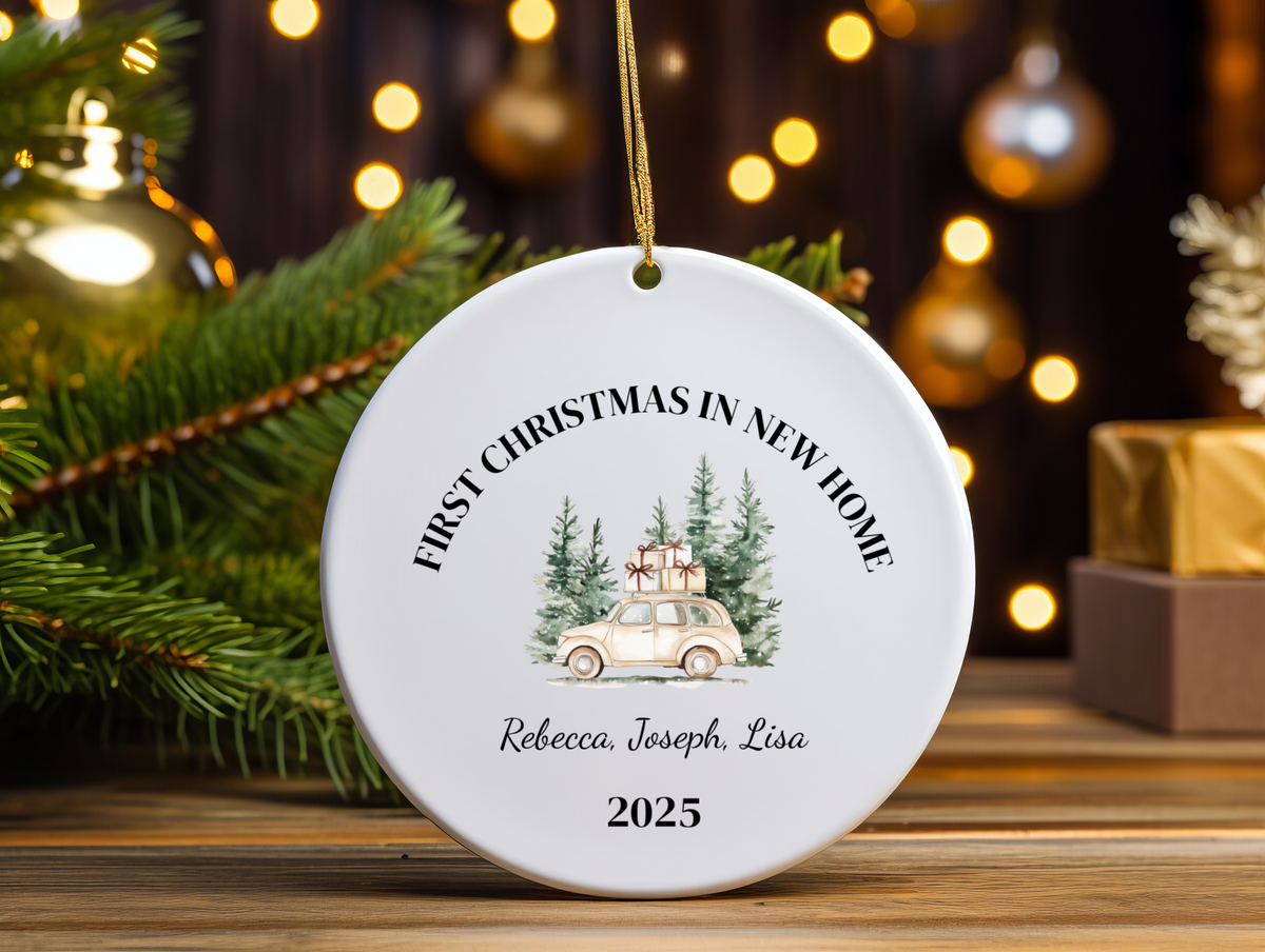 First Christmas in Our New Home Personalized Ornament  Custom Name Holiday Keepsake 2025