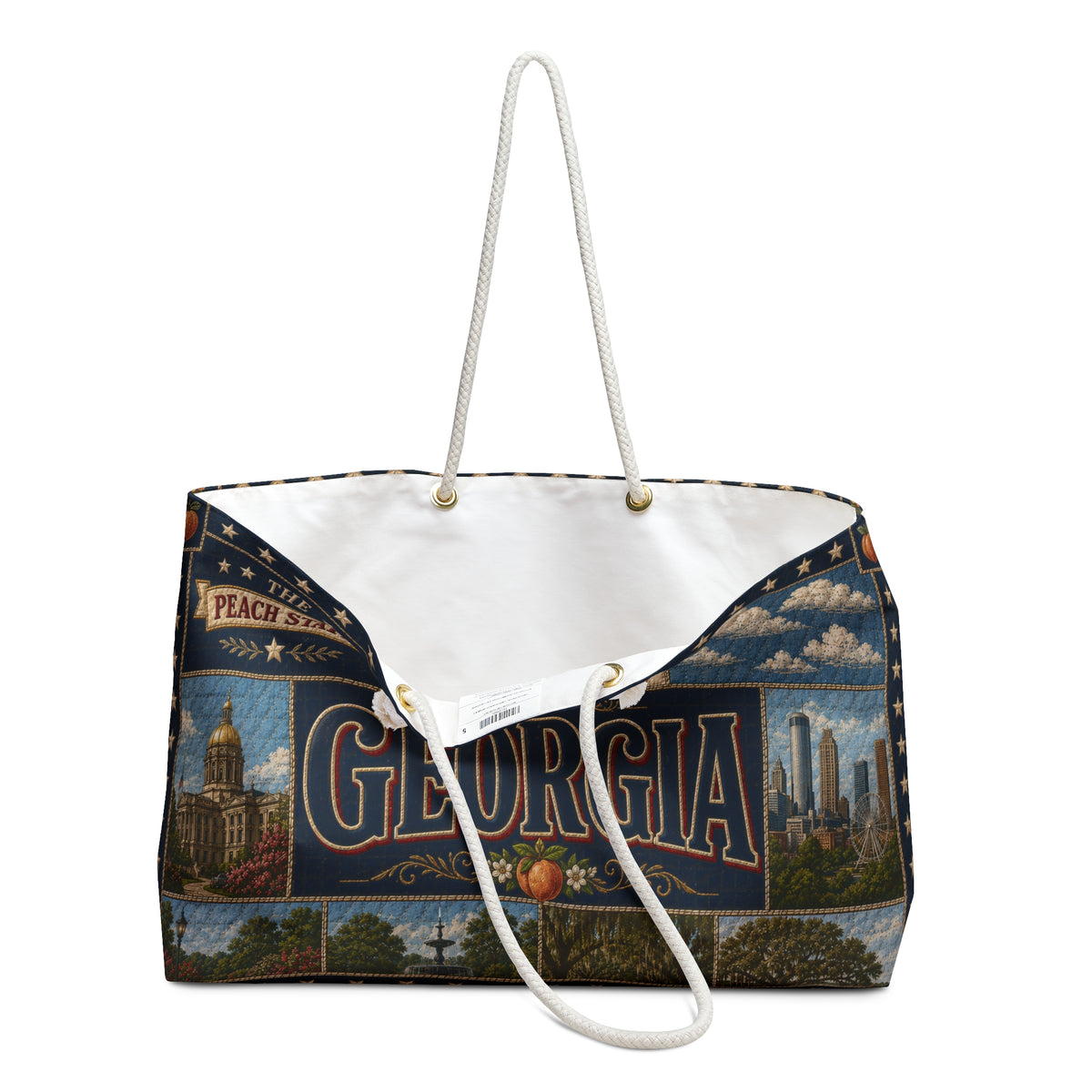 Georgia Weekender Bag The Peach State Faux Patchwork Travel Tote Sweet Tea Southern Heart Vintage State Souvenir Gift