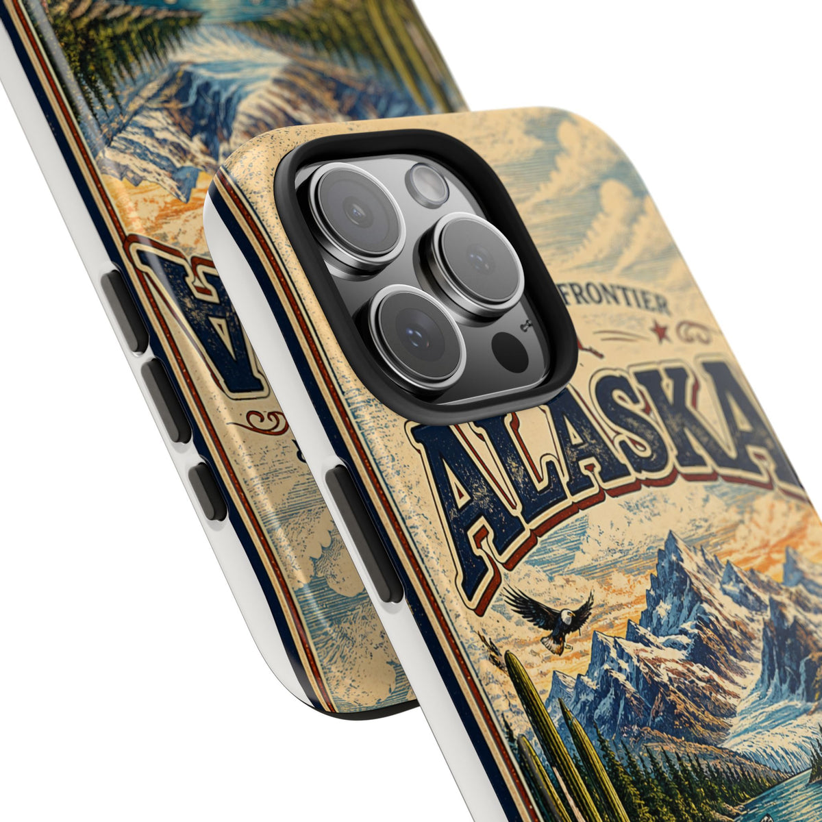 Alaska Faux Vintage Phone Case The Last Frontier Retro Travel Poster Style Adventure Awaits Wildlife iPhone Samsung Case