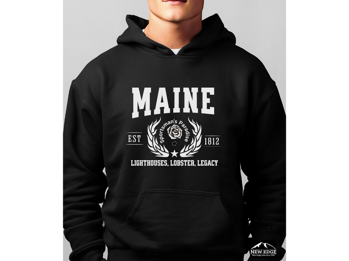 Maine State Legacy Hoodie – "Lighthouses, Lobster, Legacy" | Unisex Pullover | Coastal New England Sweatshirt