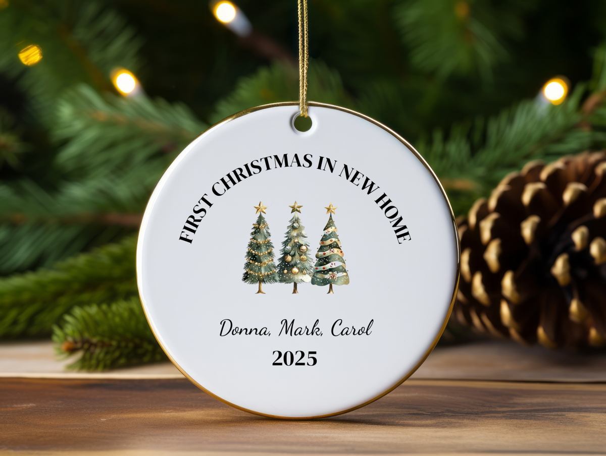 First Christmas in Our New Home Personalized Ornament  Custom Name Holiday Keepsake 2025