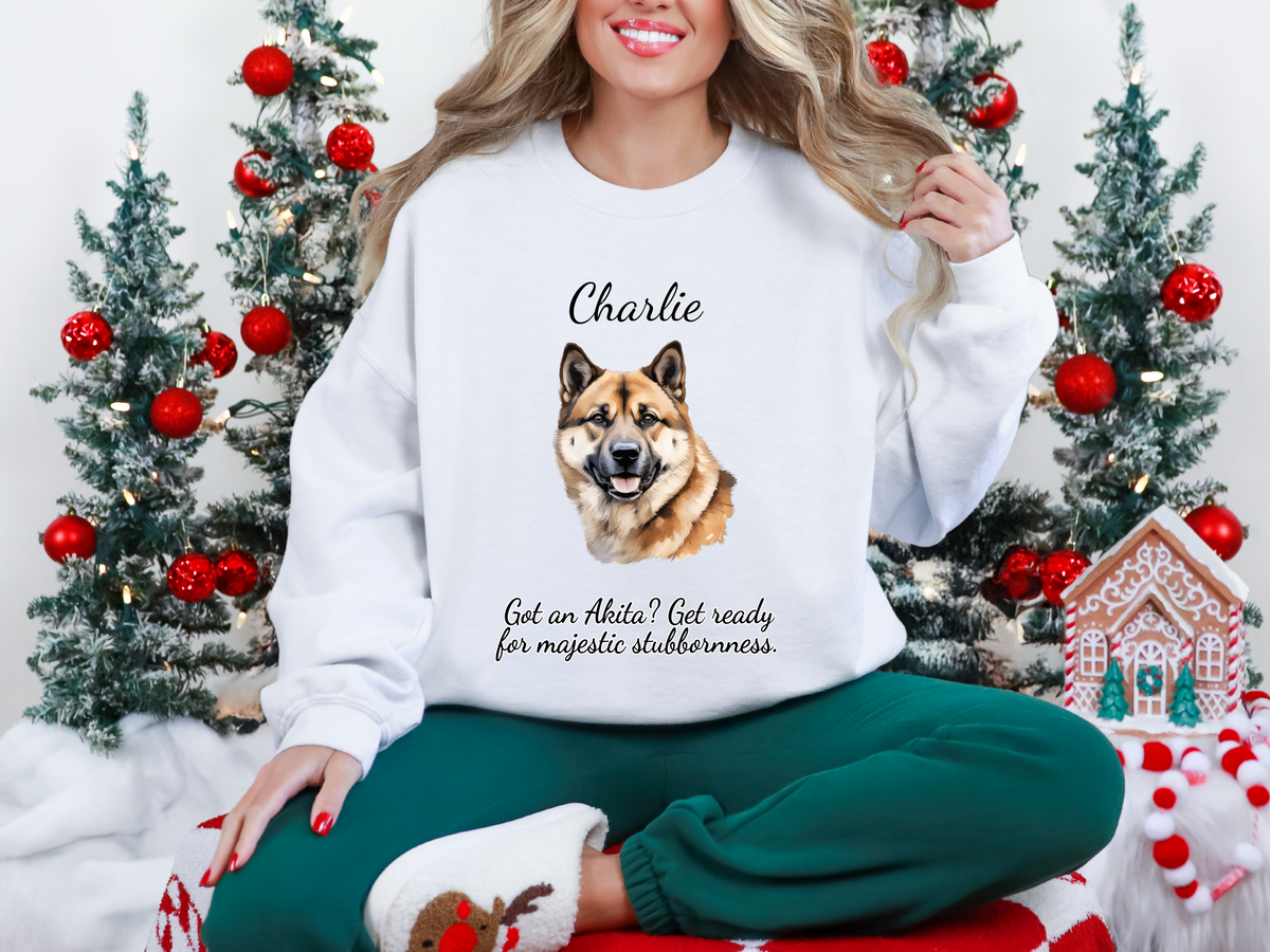 Custom Akita Dog Sweatshirt | “Home Feels Complete with a Akita” | Christmas Gift for Dog Dad | Pet Lover Apparel | Cozy Dog Lover Gift for Him