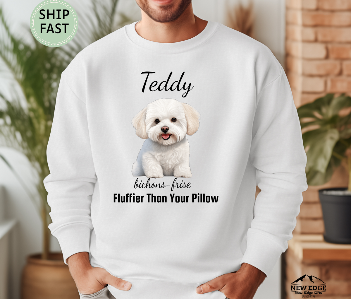 Personalized Bichon Frise Sweatshirt – “Fluffier Than Your Pillow” | Unisex Christmas Gift for Dog Lovers, Pet Gift