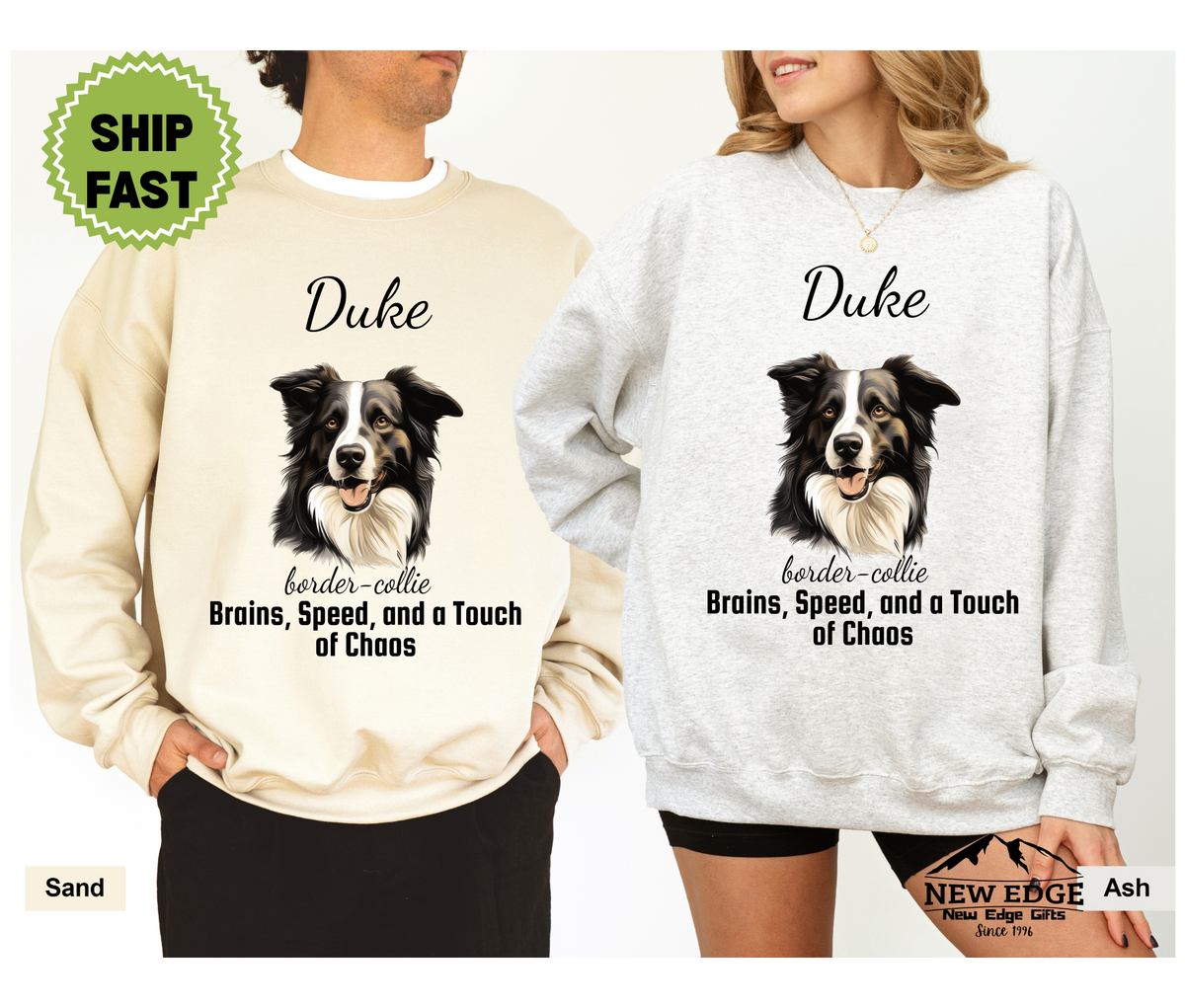 Personalized Border Collie Sweatshirt – “Brains, Speed, and a Touch of Chaos” | Custom Unisex Christmas Gift, Funny Dog Lover Sweatshirt, Pet Gift for Him or Her