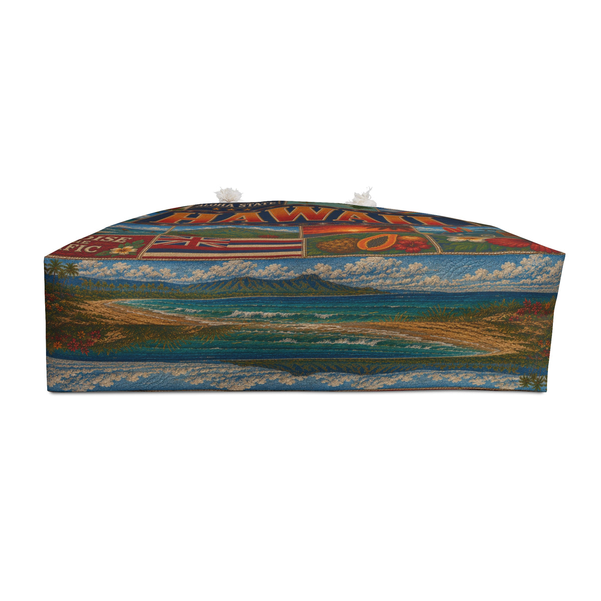 Hawaii Weekender Bag Aloha State Faux Patchwork Travel Tote Paradise of the Pacific Vintage Island Souvenir Gift