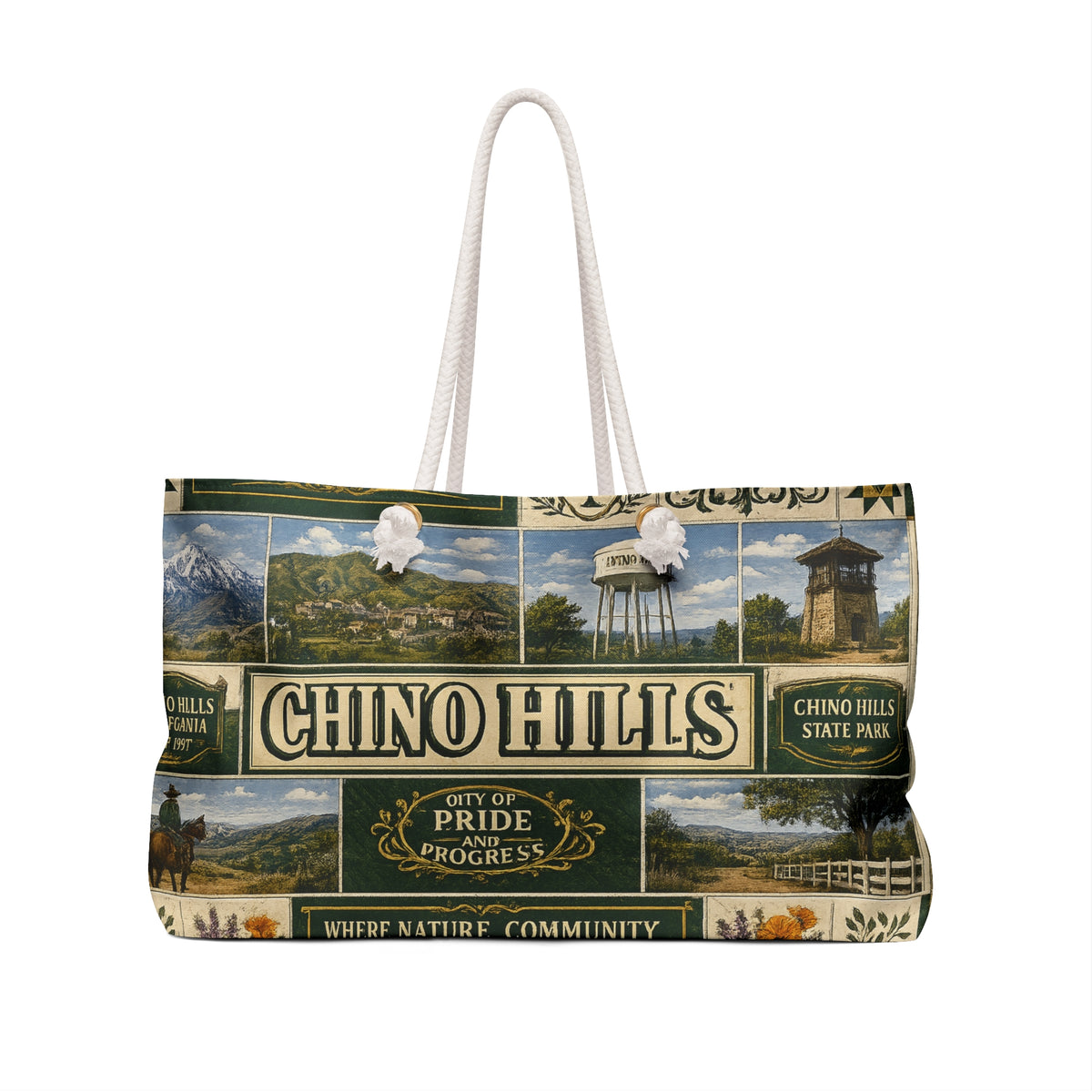 Chino Hills Scenic Weekender Bag — Vintage Travel Poster Design