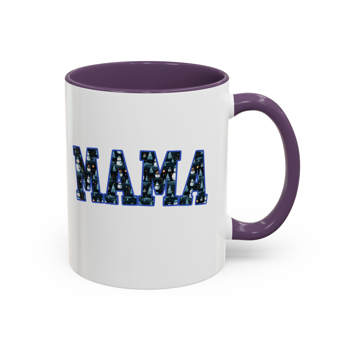 Christmas Snowman MAMA Letters Coffee Mug – 11oz & 15oz Accent Mug – Cute Holiday Gift for Moms