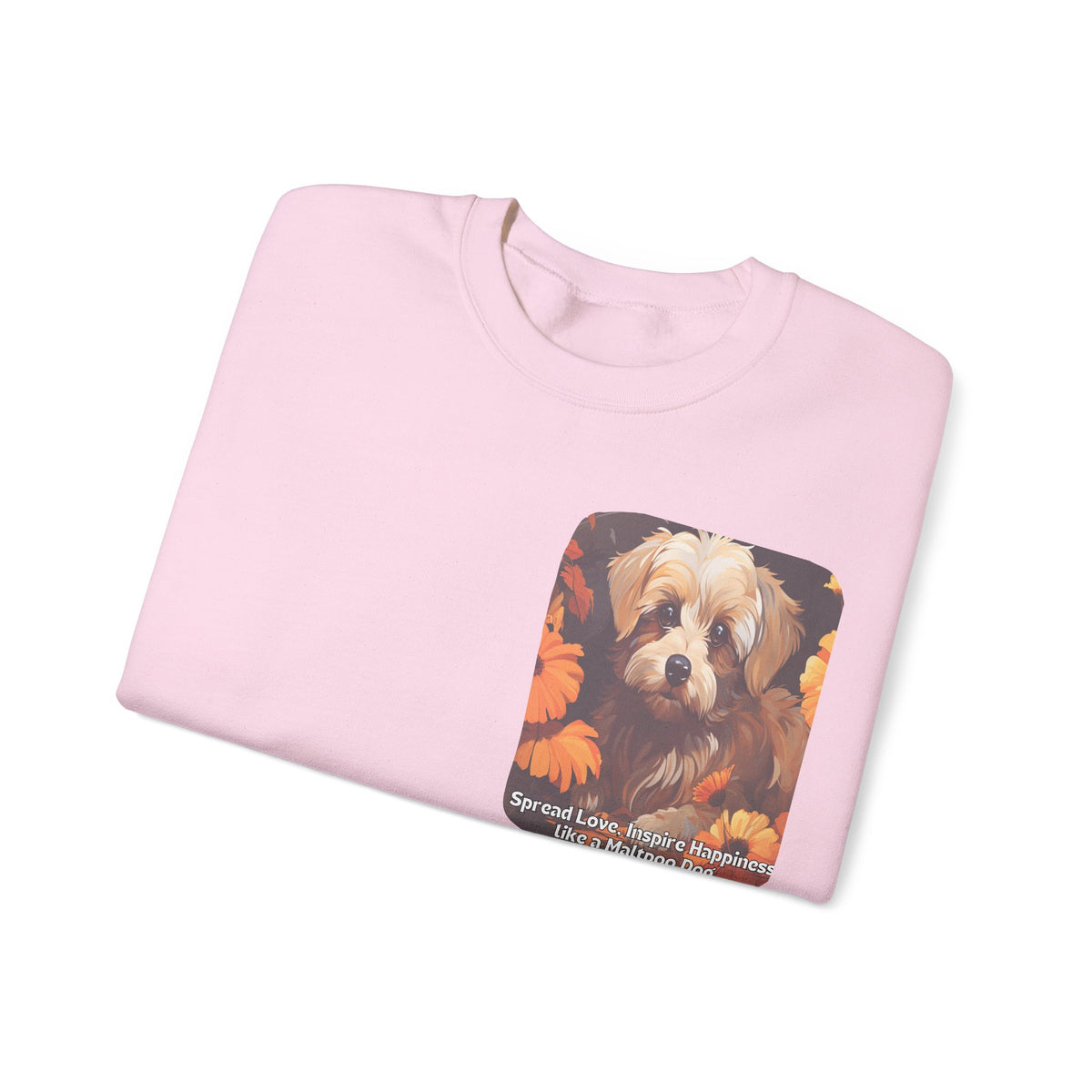 Maltipoo Dog Love Sunflower Sweatshirt – 'Spread Love, Inspire Happiness' – Unisex Designer Dog Pullover
