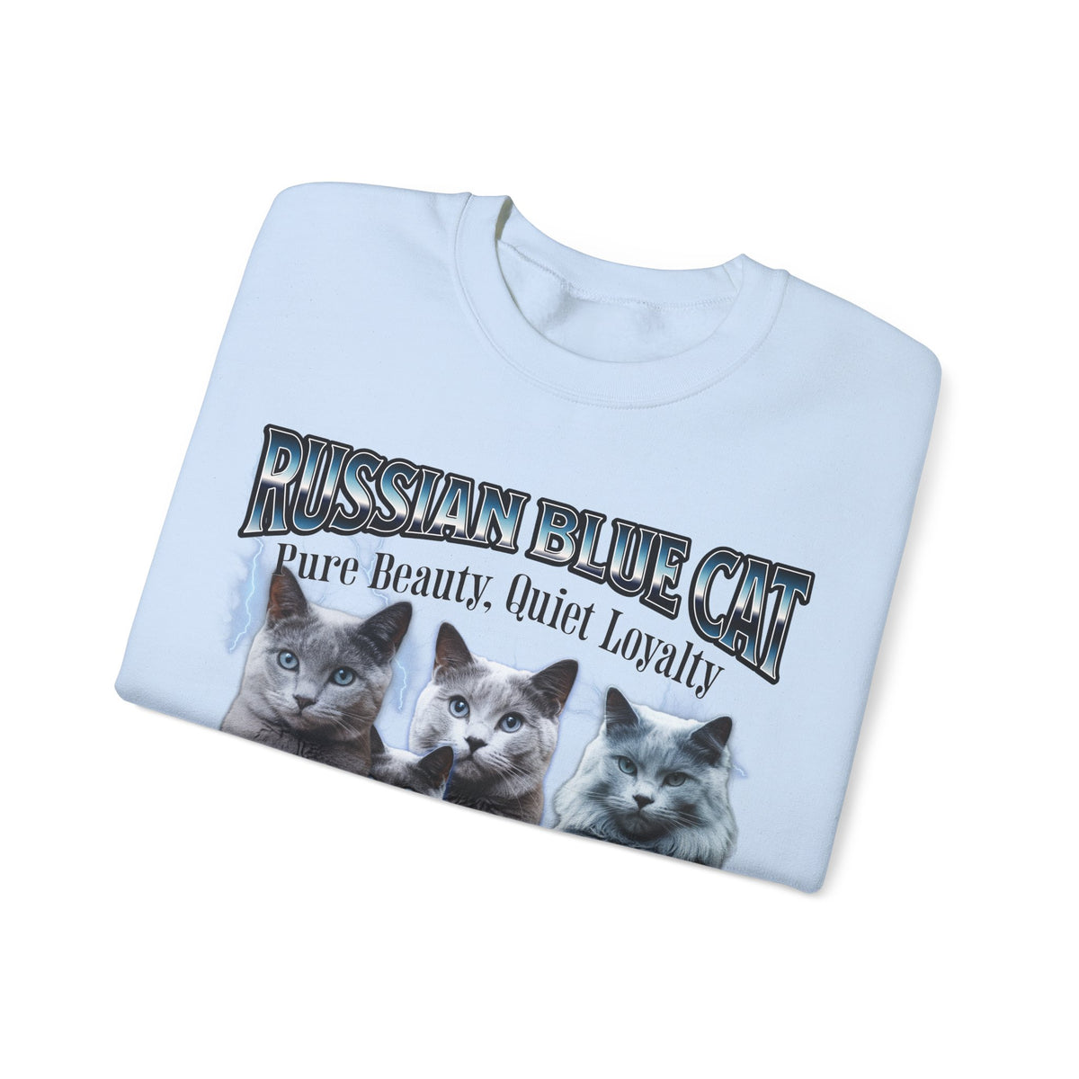 Russian Blue Cat “Pure Beauty, Quiet Loyalty” Unisex Sweatshirt | Cozy Cat Lover Pullover | Russian Blue Gift | New Edge Gifts & Novelties