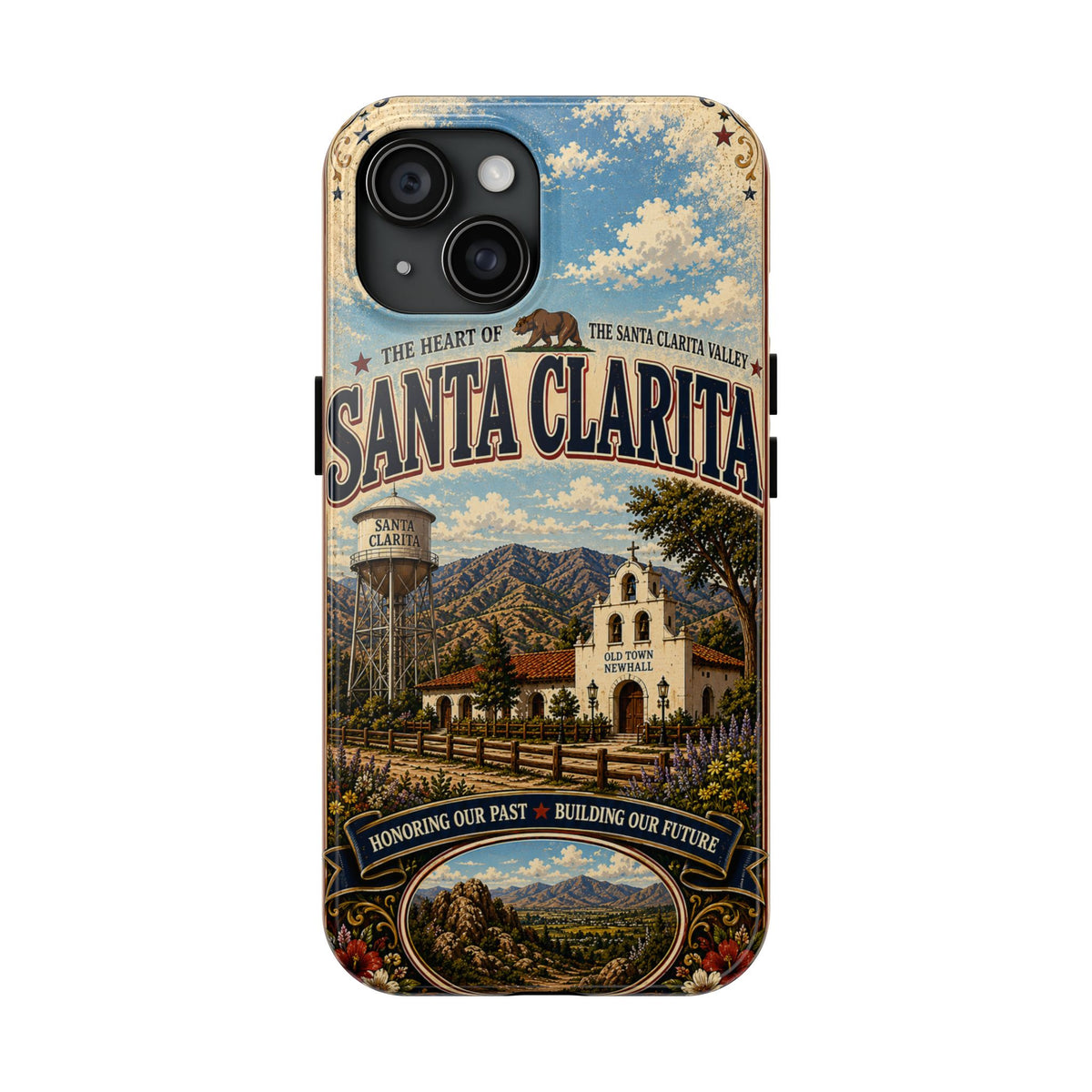 Santa Clarita Faux Patchwork Phone Case Vintage California Valley Travel Landmark Cover