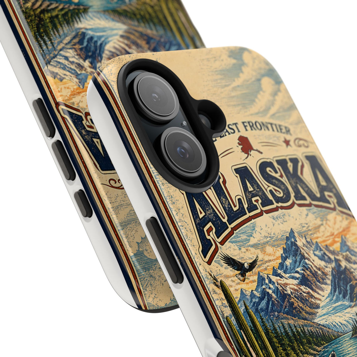 Alaska Faux Vintage Phone Case The Last Frontier Retro Travel Poster Style Adventure Awaits Wildlife iPhone Samsung Case