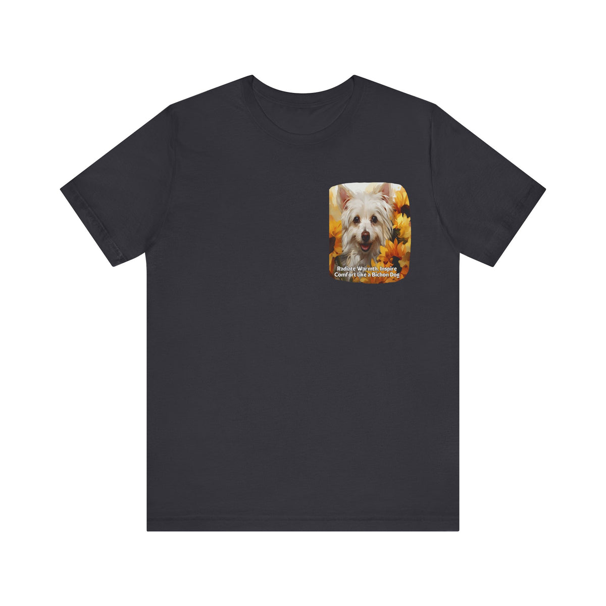 Copy of White Dog Sunflower Tee – 'Pure Beauty, Bright Spirit' Front & Back Design