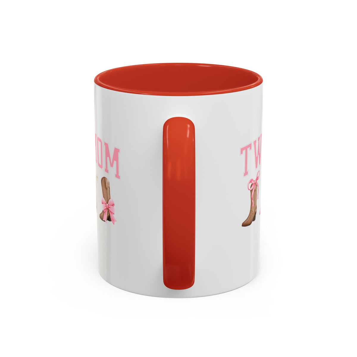 Twin Mom Letters Coffee Mug with Cowboy Boots and Bow – 11oz & 15oz Accent Mug – Cute Western Gift for Twin Moms