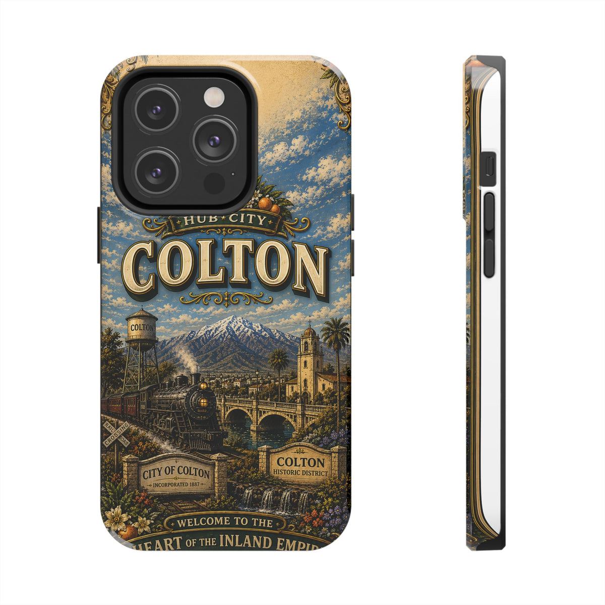 Colton California Vintage Travel Phone Case Hub City Railroad Retro Train Landmark Cover