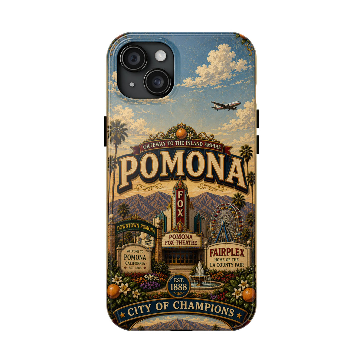 Pomona Gateway to the Inland Empire Faux Patchwork Phone Case – Vintage California Travel Art Cover