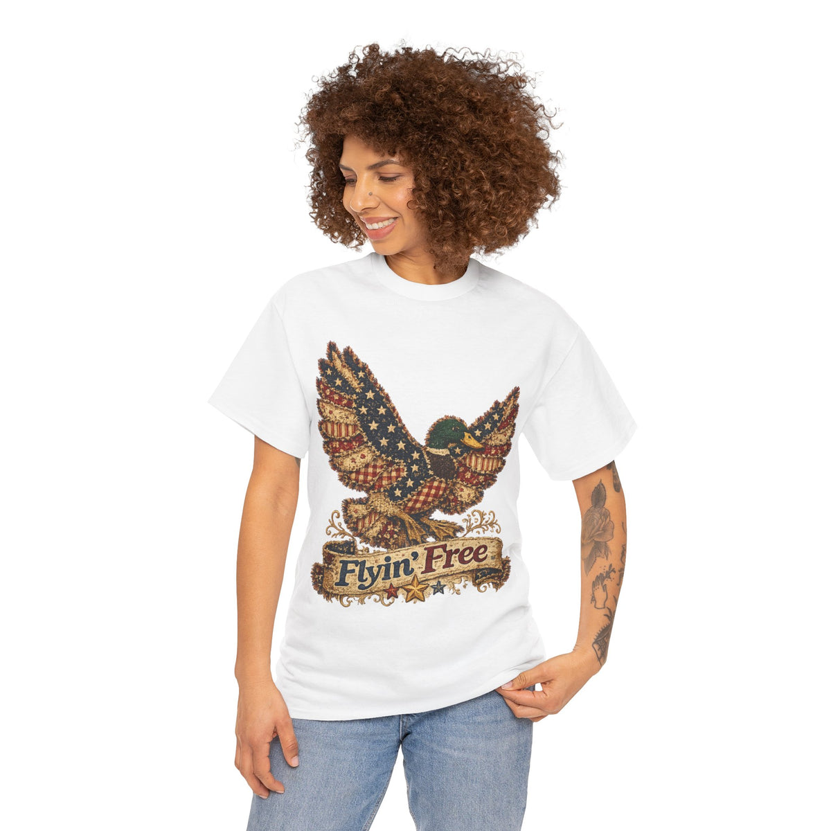 Flyin' Free Eagle T-Shirt — Patriotic Vintage Flag Graphic Tee