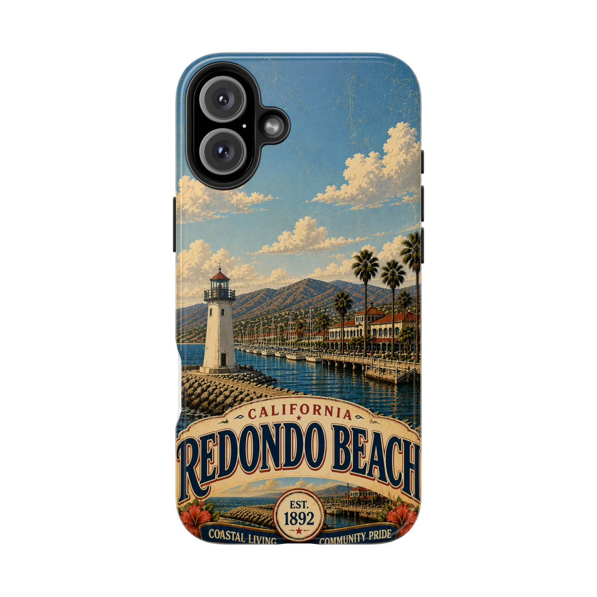 Redondo Beach Vintage Lighthouse Tough Phone Case — California Coastal iPhone Cover