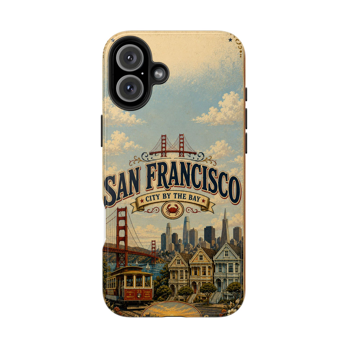 San Francisco Faux Patchwork Phone Case Vintage California Travel Landmark Skyline Cover