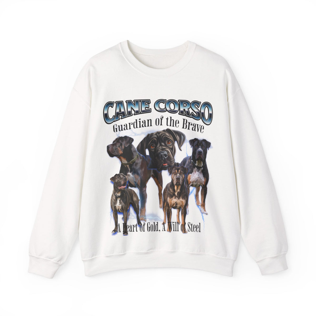 Cane Corso Bootleg Collage Sweatshirt – Guardian of the Brave | Unisex Dog Lover Pullover