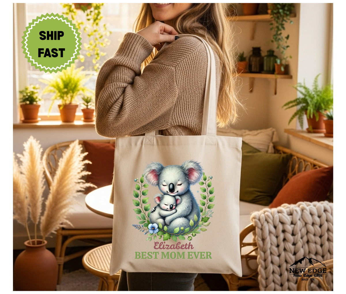 Personalized “Best Mom Ever” Cotton Canvas Tote Bag – Custom Mom Name Gift, Unique Mother’s Day Shopping Bag