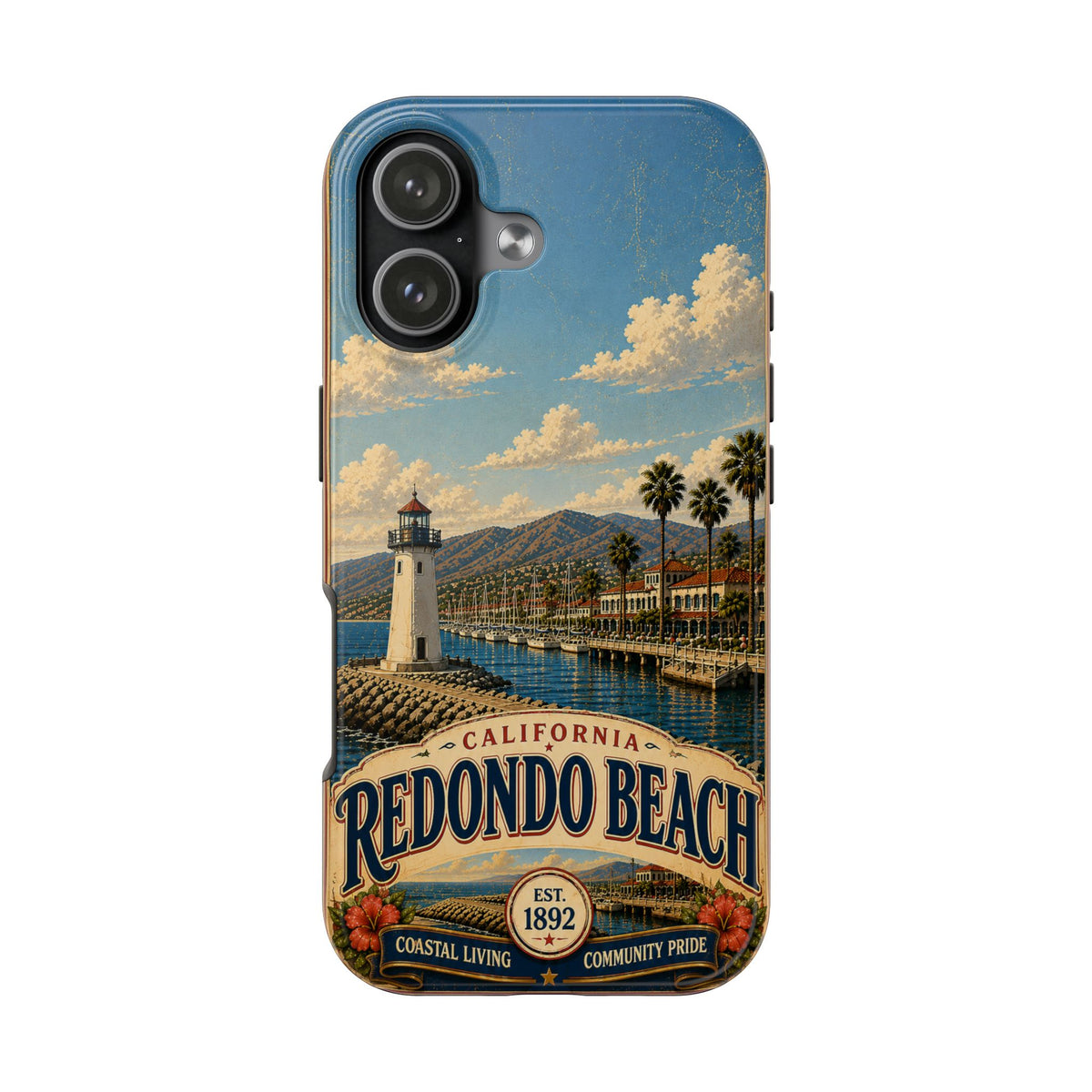 Redondo Beach Vintage Lighthouse Tough Phone Case — California Coastal iPhone Cover