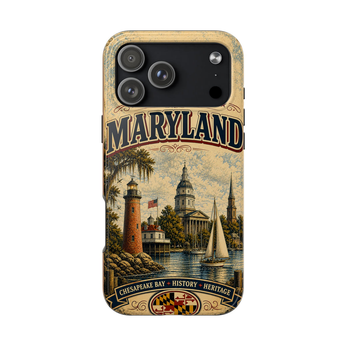 Maryland Vintage Lighthouse Tough Phone Case — Chesapeake Bay State Protective Cover