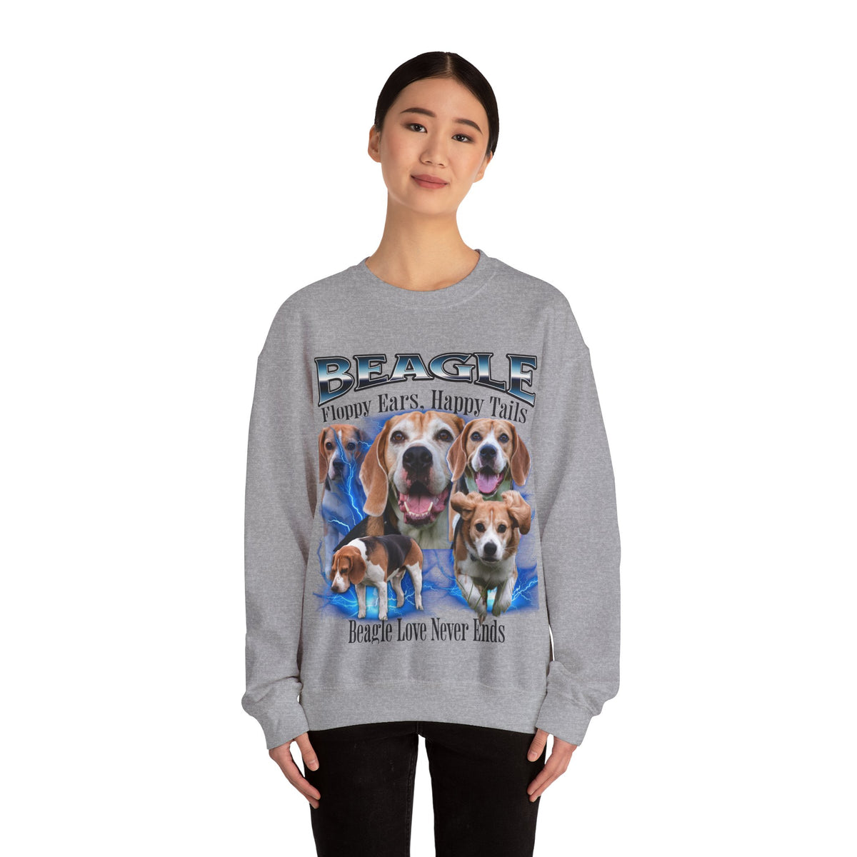 Beagle Bootleg Collage Sweatshirt – Floppy Ears, Happy Tails | Unisex Dog Lover Pullover