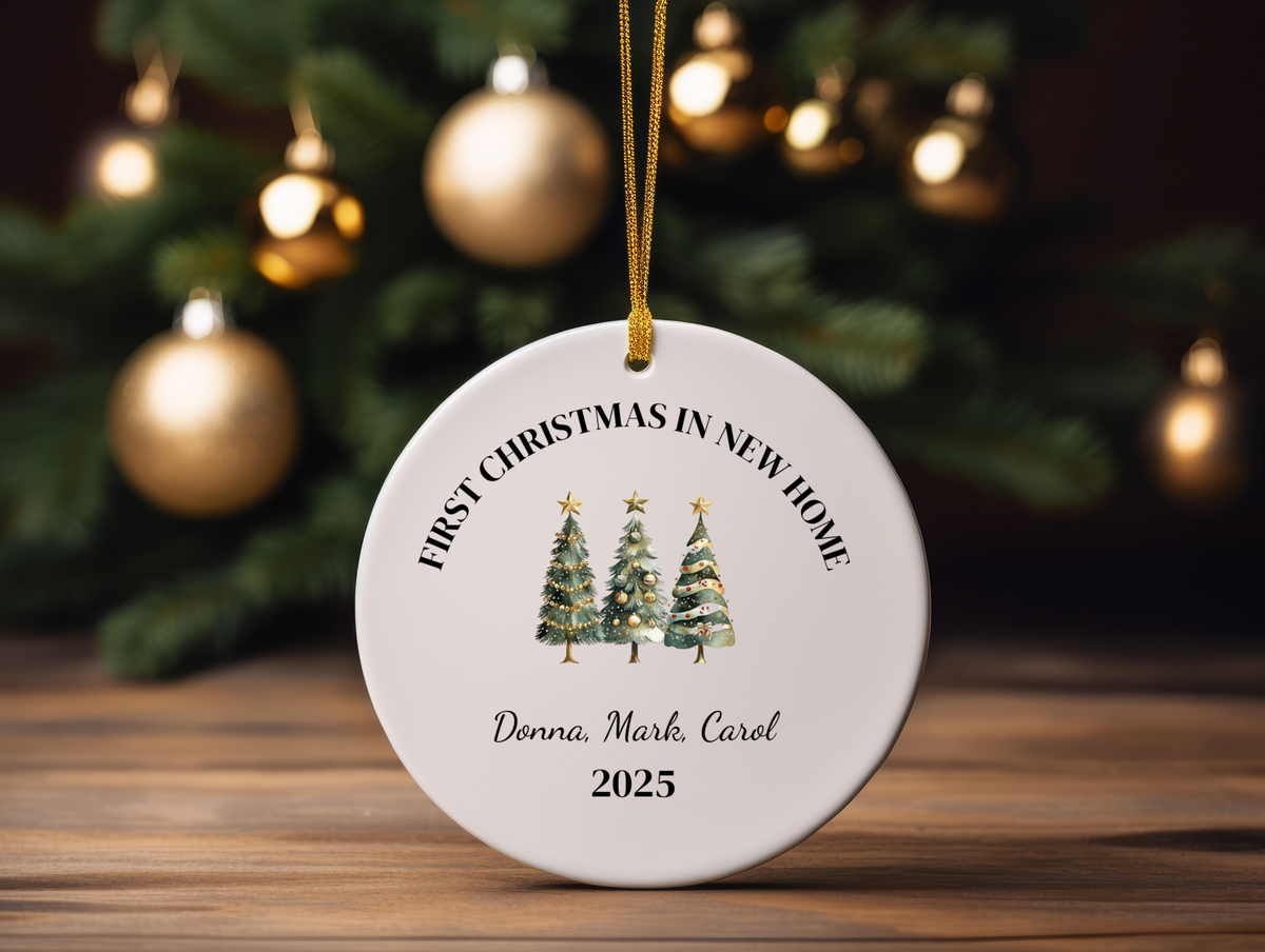 First Christmas in Our New Home Personalized Ornament  Custom Name Holiday Keepsake 2025