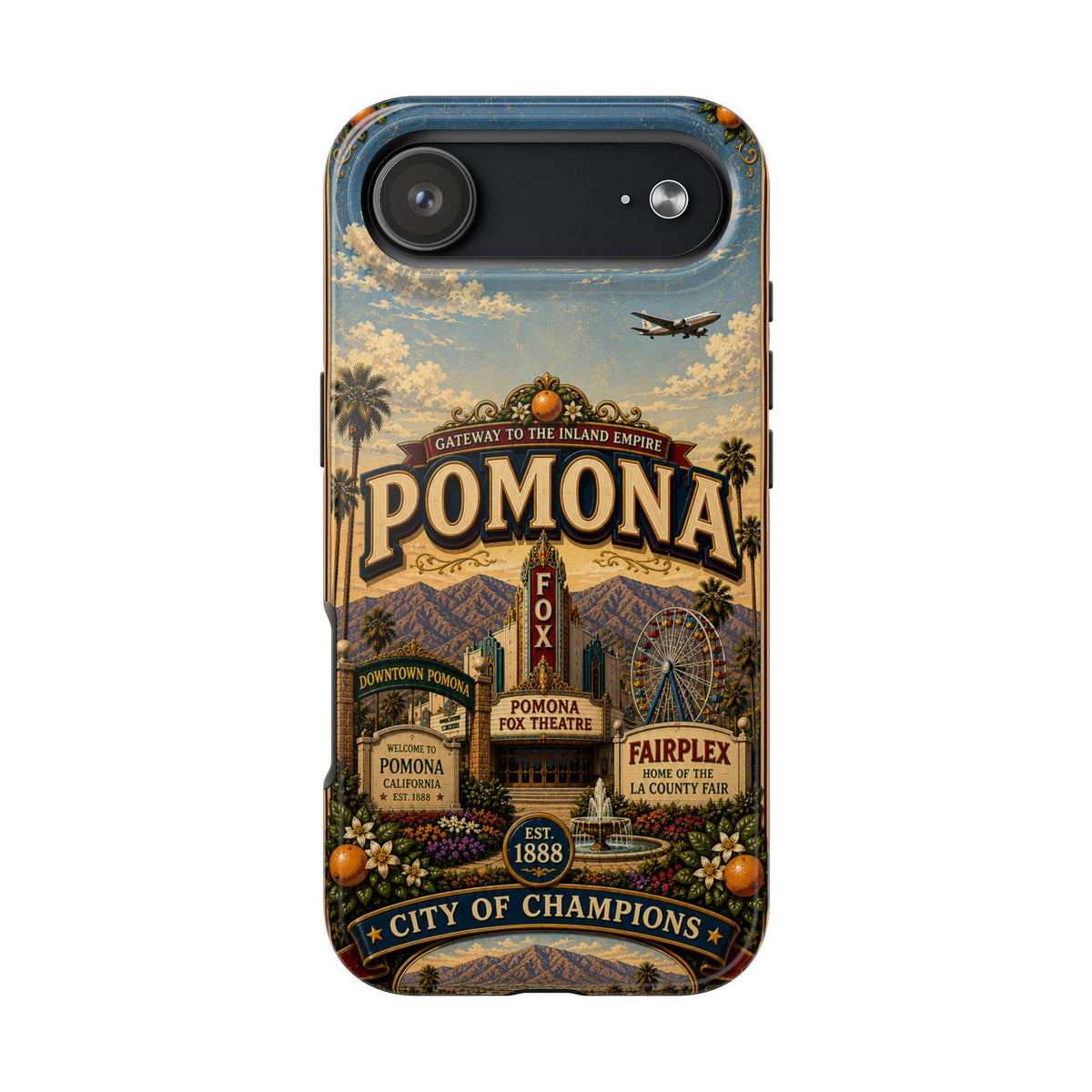 Pomona Gateway to the Inland Empire Faux Patchwork Phone Case – Vintage California Travel Art Cover