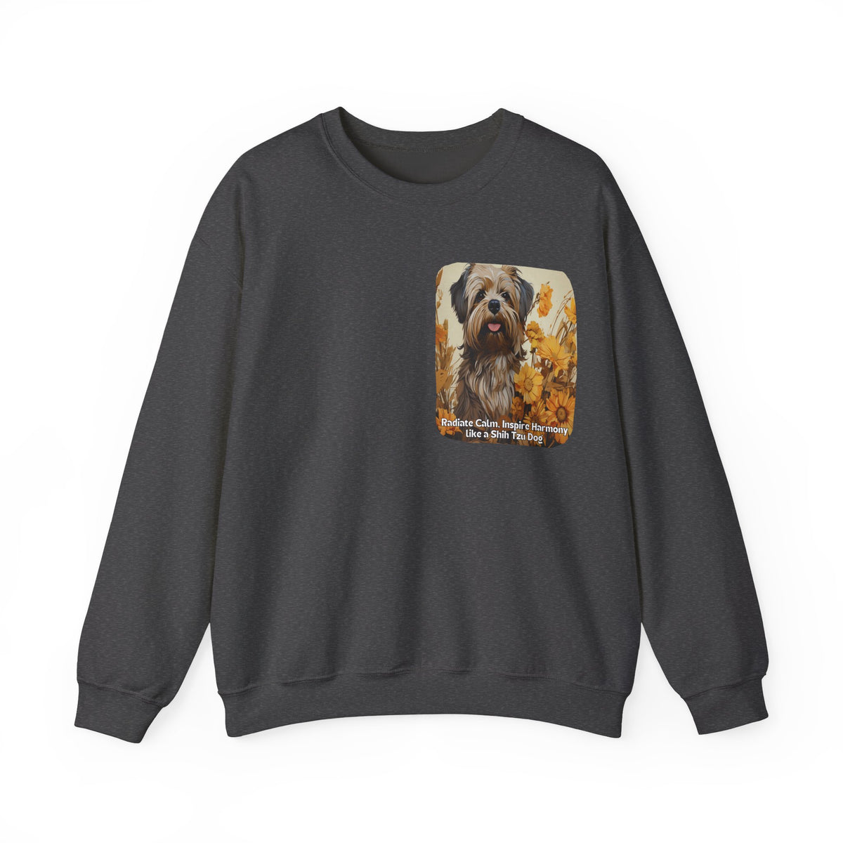 Copy of Shih Tzu Serenity Sweatshirt - 'Radiate Calm, Inspire Harmony' - Sunflower Dog Lover Hoodie (Front & Back Print)"