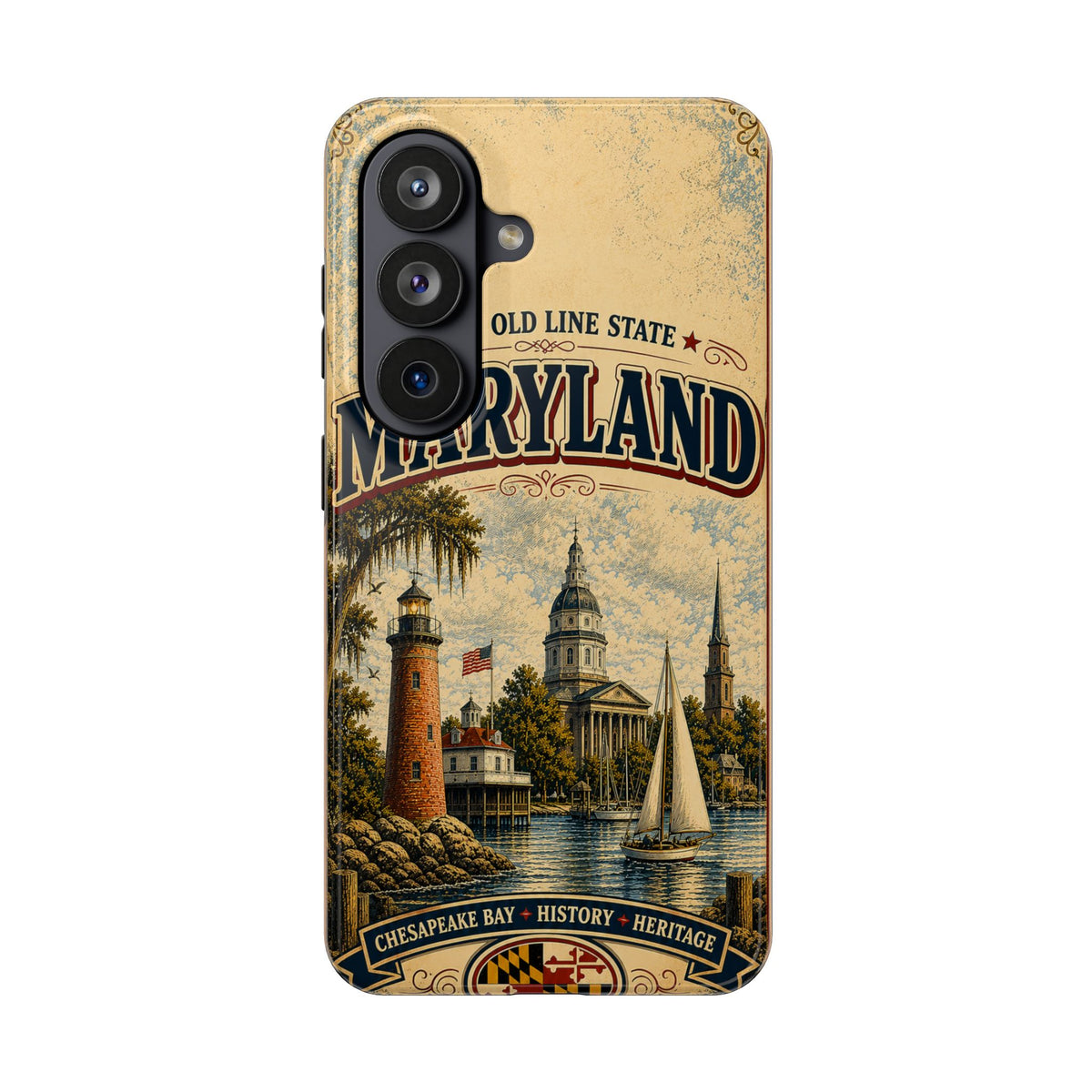 Maryland Vintage Lighthouse Tough Phone Case — Chesapeake Bay State Protective Cover