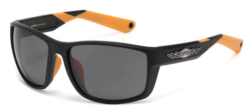Choppers 8CP6771 Wraparound Sunglasses – UV400 Sports Biker Shades, Polycarbonate Frame, Smoke & Mirror Lens, Men’s Riding Eyewear