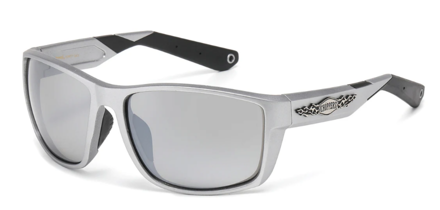 Choppers 8CP6771 Wraparound Sunglasses – UV400 Sports Biker Shades, Polycarbonate Frame, Smoke & Mirror Lens, Men’s Riding Eyewear