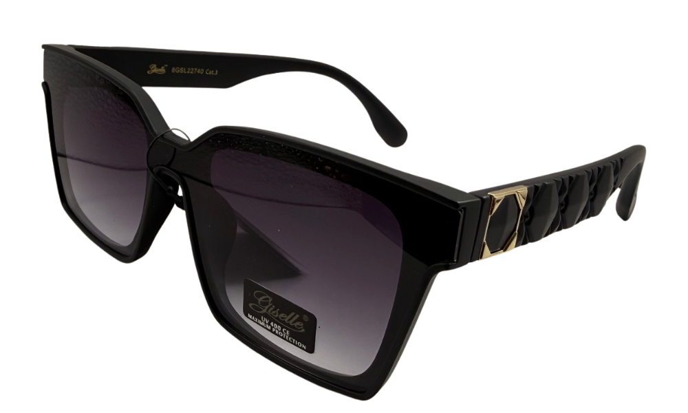 Giselle 8GSL22740 Oversized Square Sunglasses – Gradient Lens Fashion Shades, Olive Frame Gold Accent, Women’s Designer Eyewear